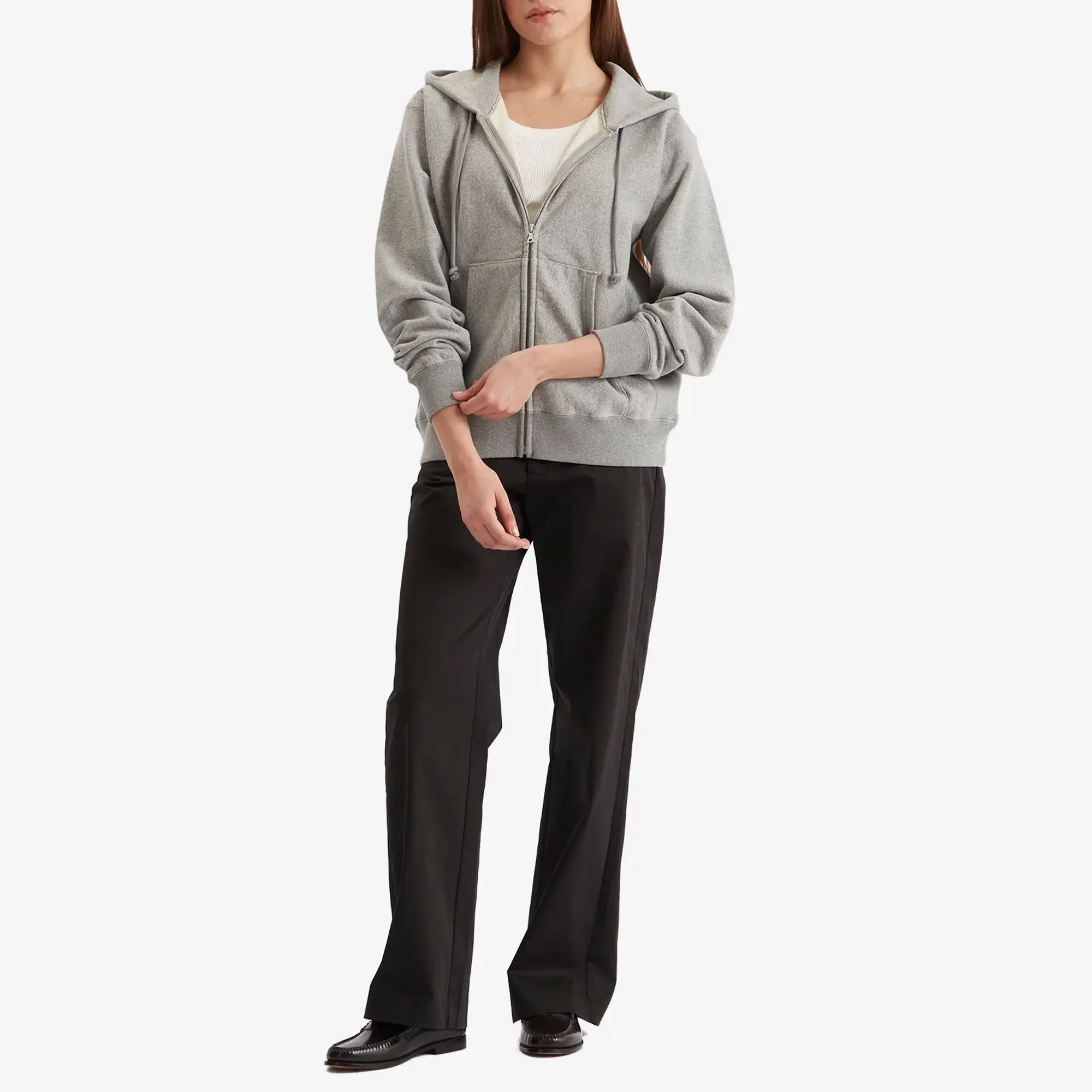 Auralee Women's Soft Sweat Zip Parka Top Gray