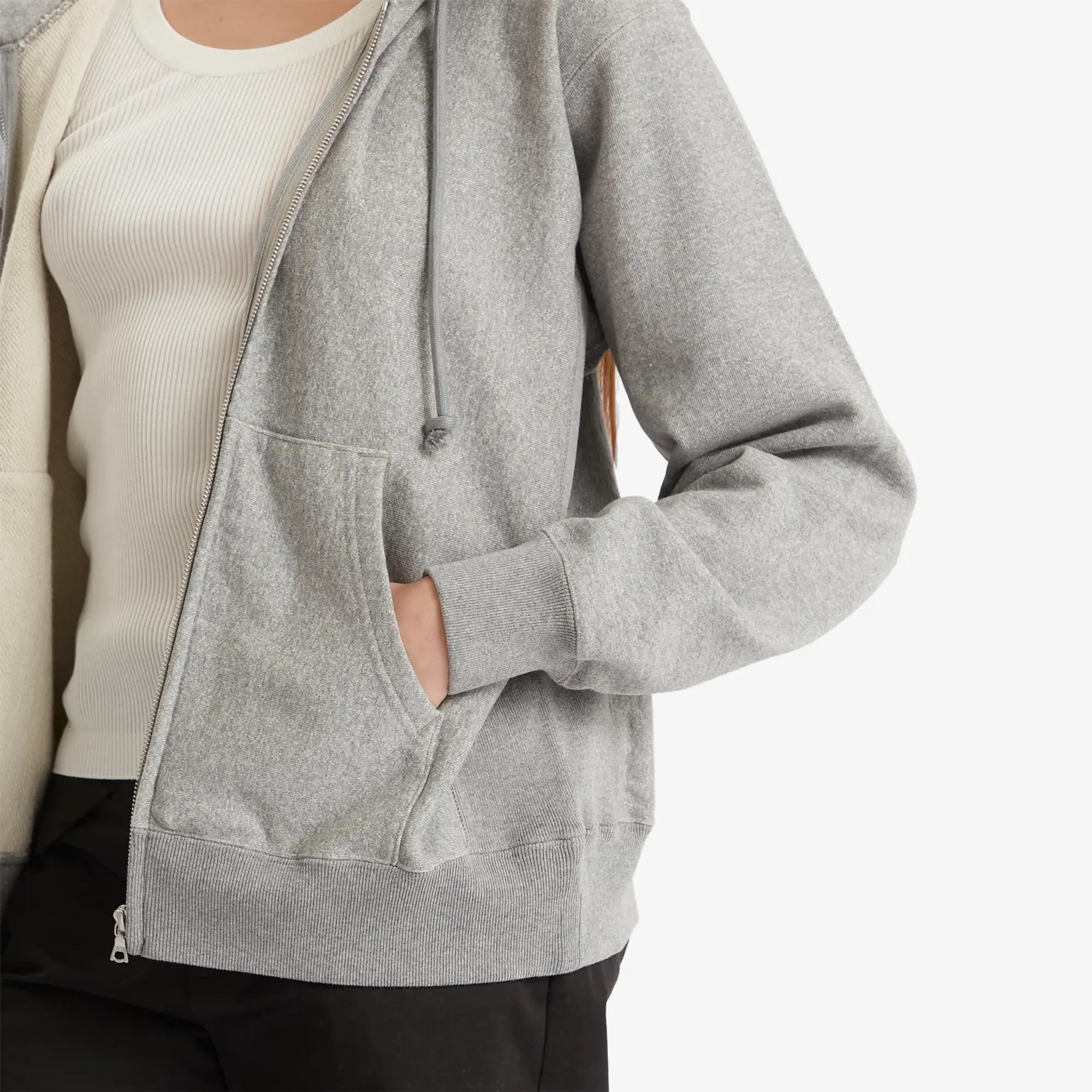 Auralee Women's Soft Sweat Zip Parka Top Gray