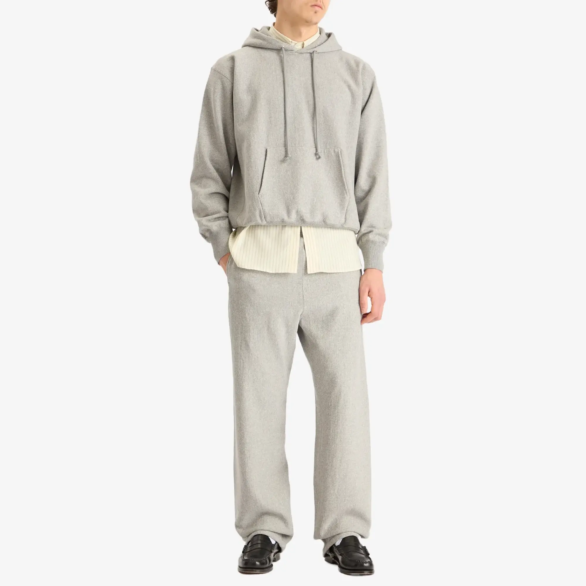 Auralee Men's Soft Jersey Hoodie Top Grey