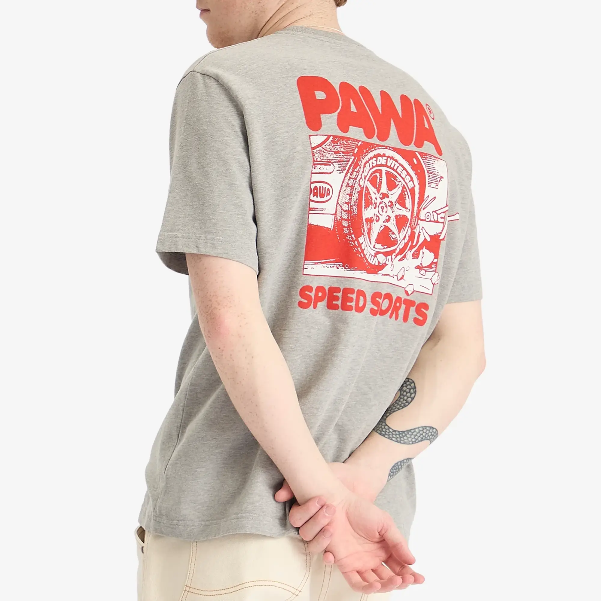 Pawa Speed Sports Men's Burnout T-Shirt Grey Marl