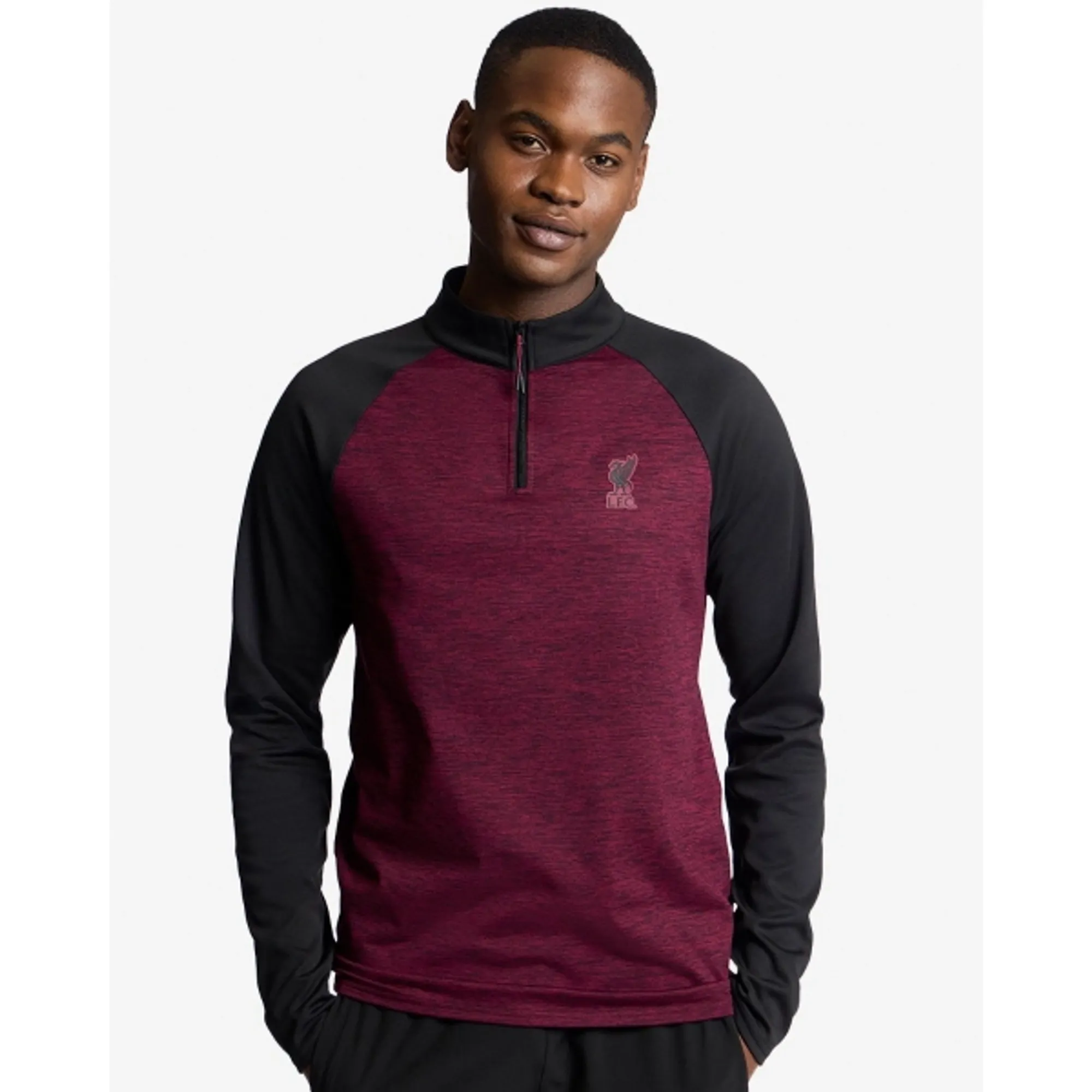 Liverpool FC LFC Mens 1/2 Zip Raglan Top Red