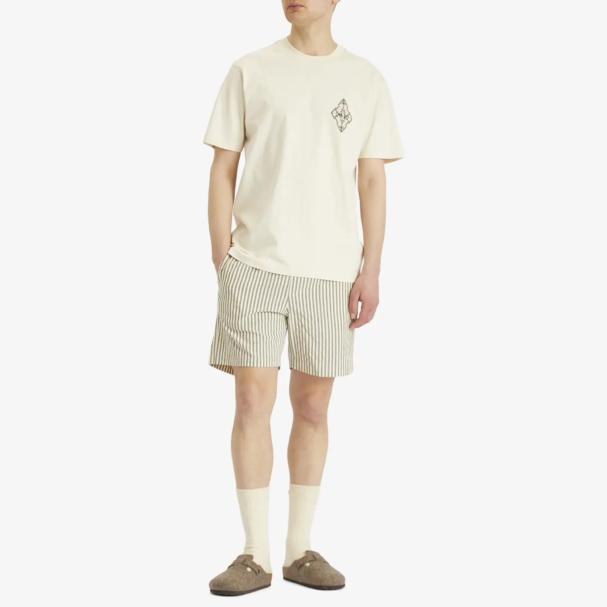 NN07 Men's Gregor Stripe Shorts Green Stripe