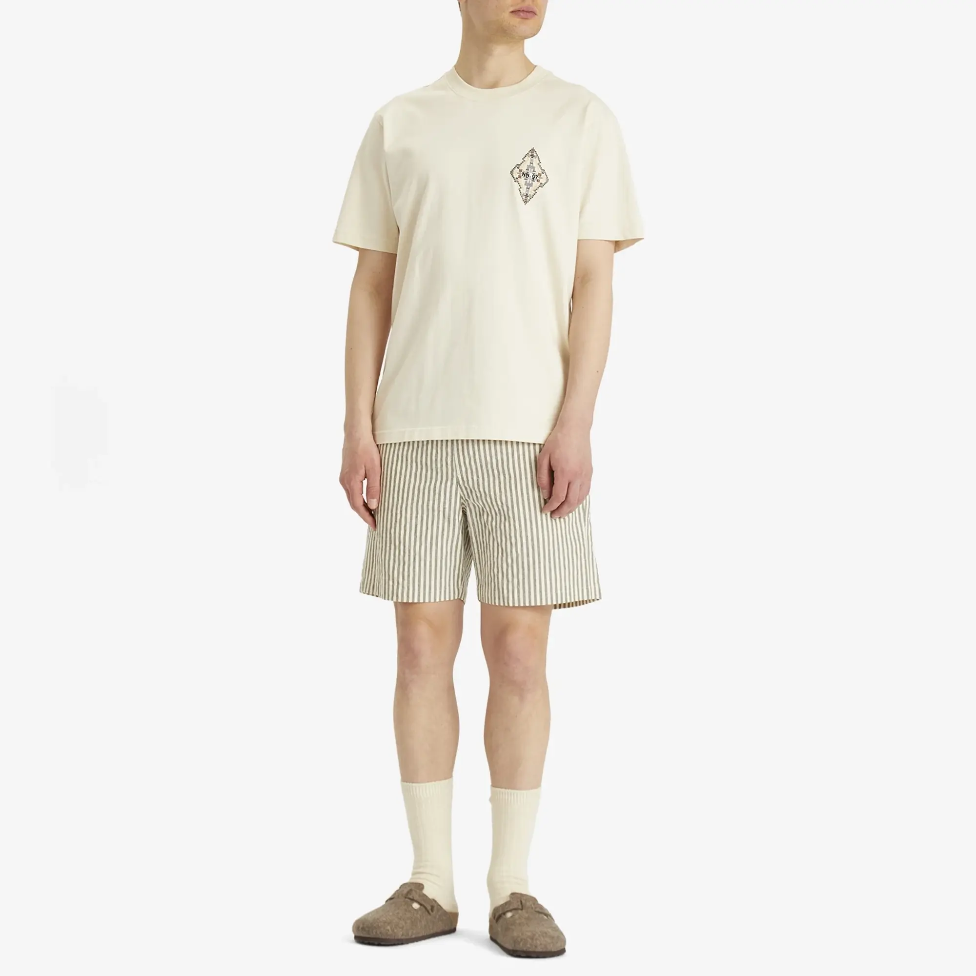 Asics NN07 Men's Adam Cross Stitch Motif T-Shirt Ivory
