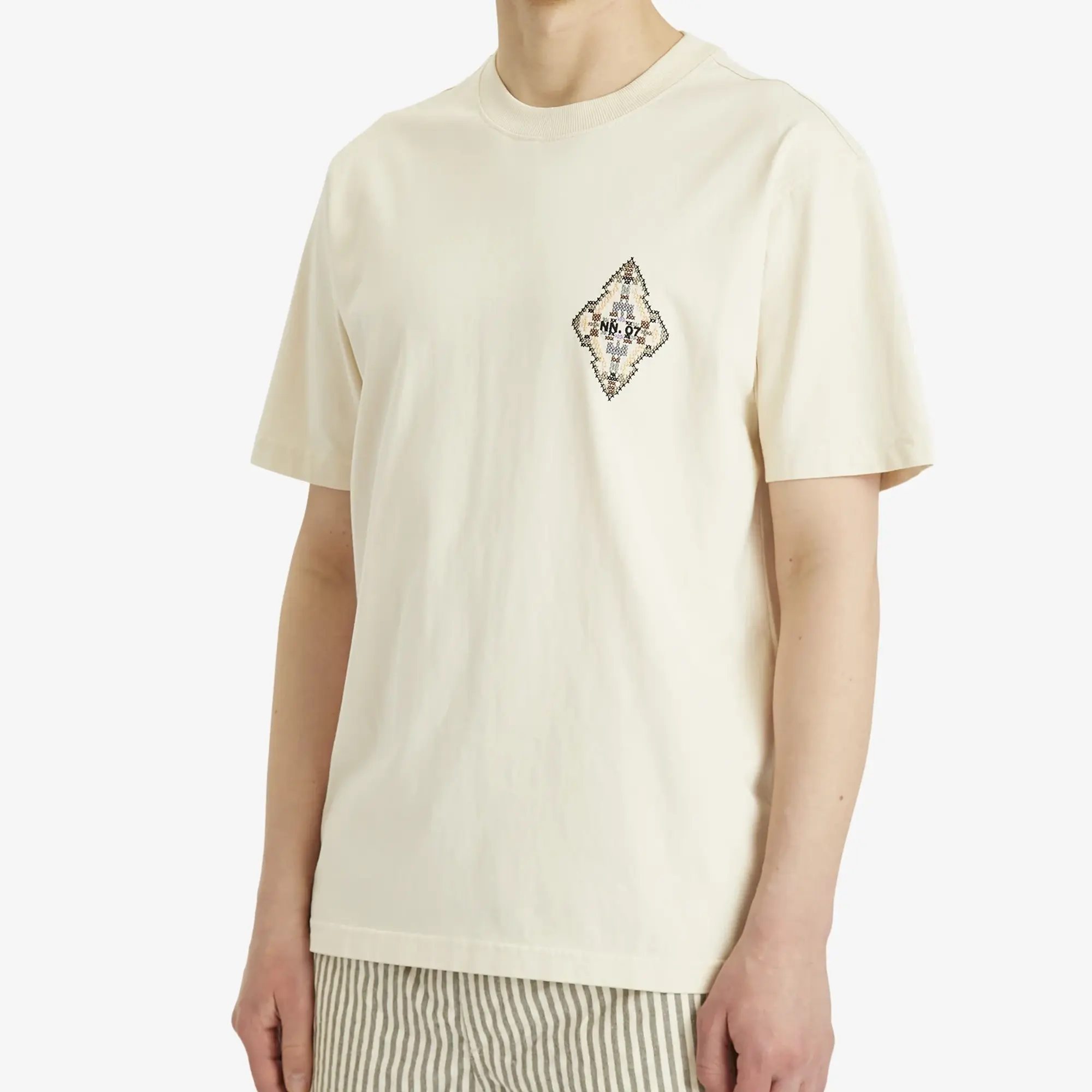 Asics NN07 Men's Adam Cross Stitch Motif T-Shirt Ivory