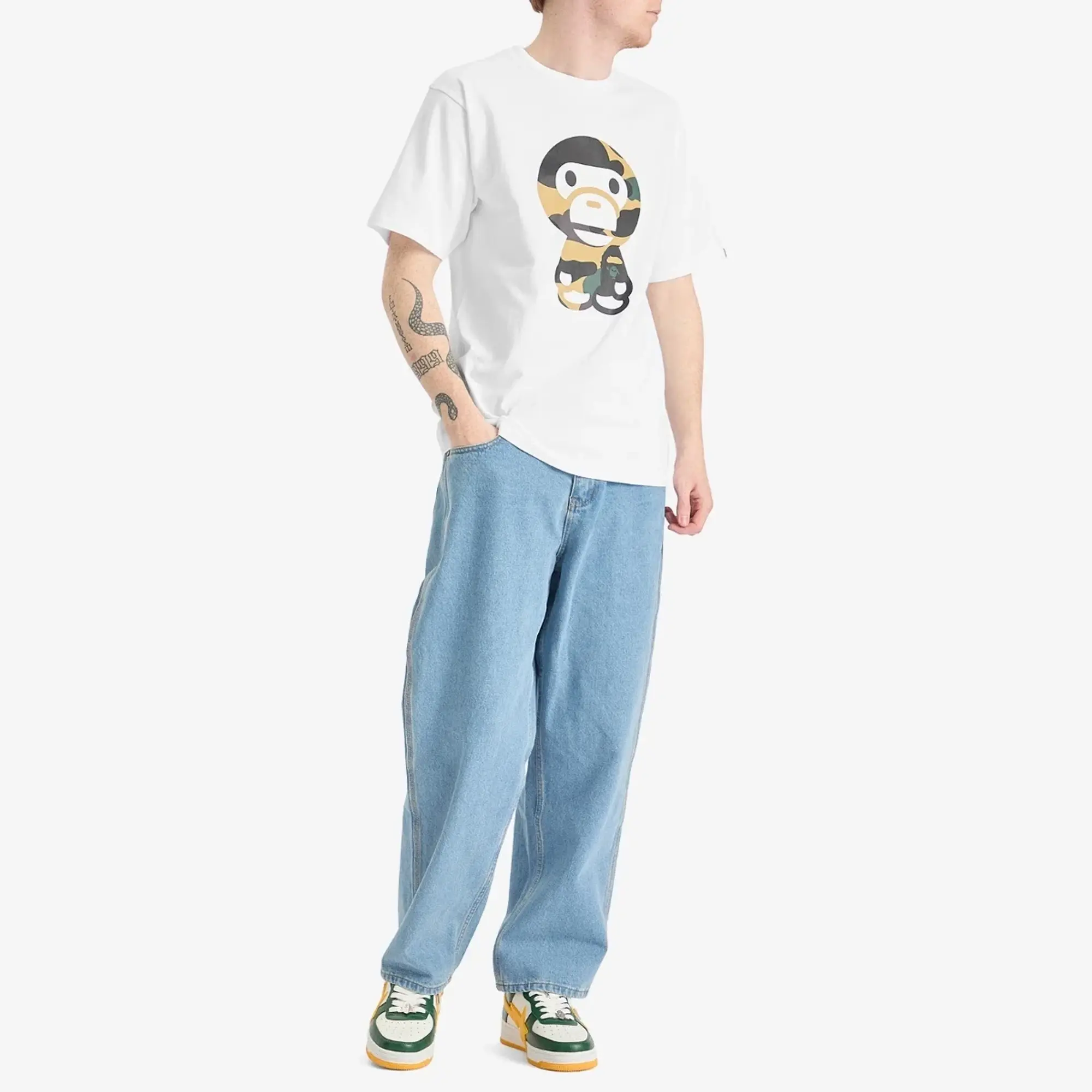 A Bathing Ape Men's Giant 1St Camo Big Babyilo Tee White X Yellow
