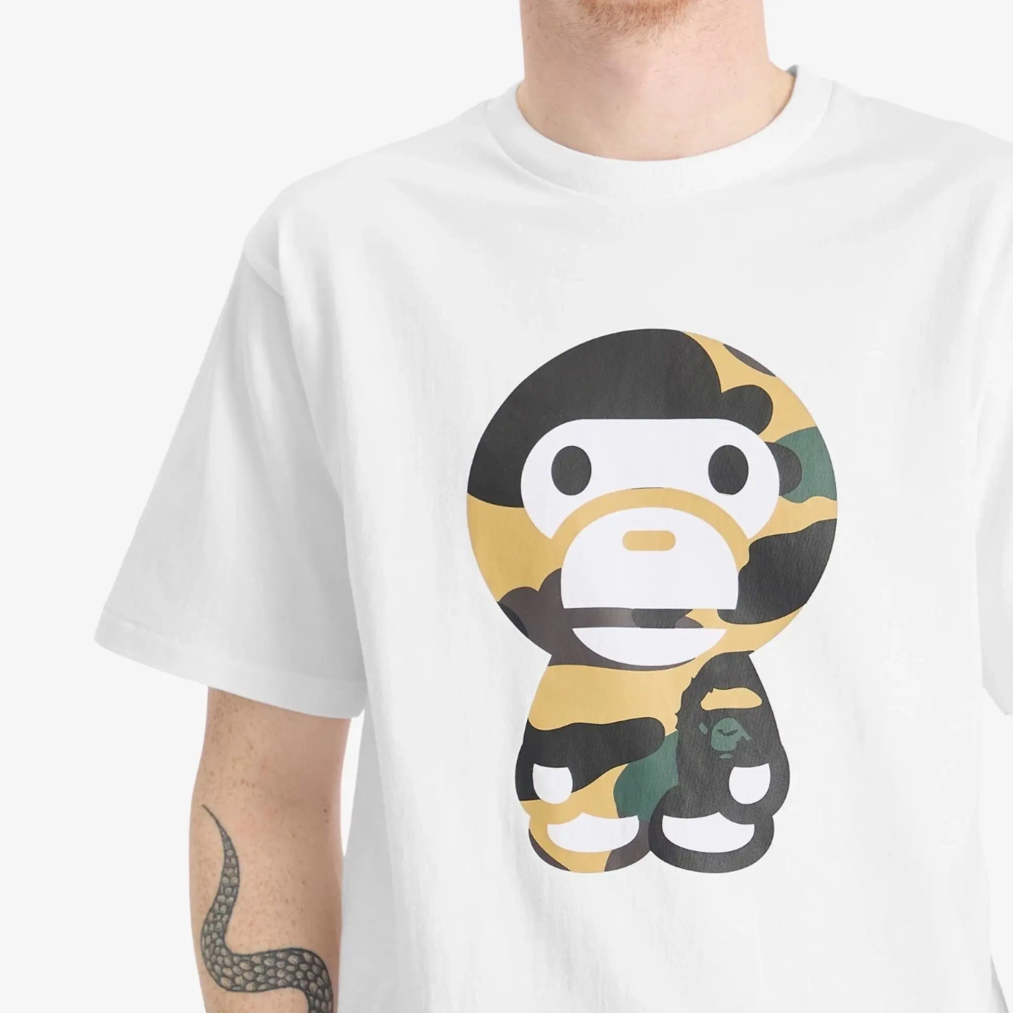 A Bathing Ape Men's Giant 1St Camo Big Babyilo Tee White X Yellow