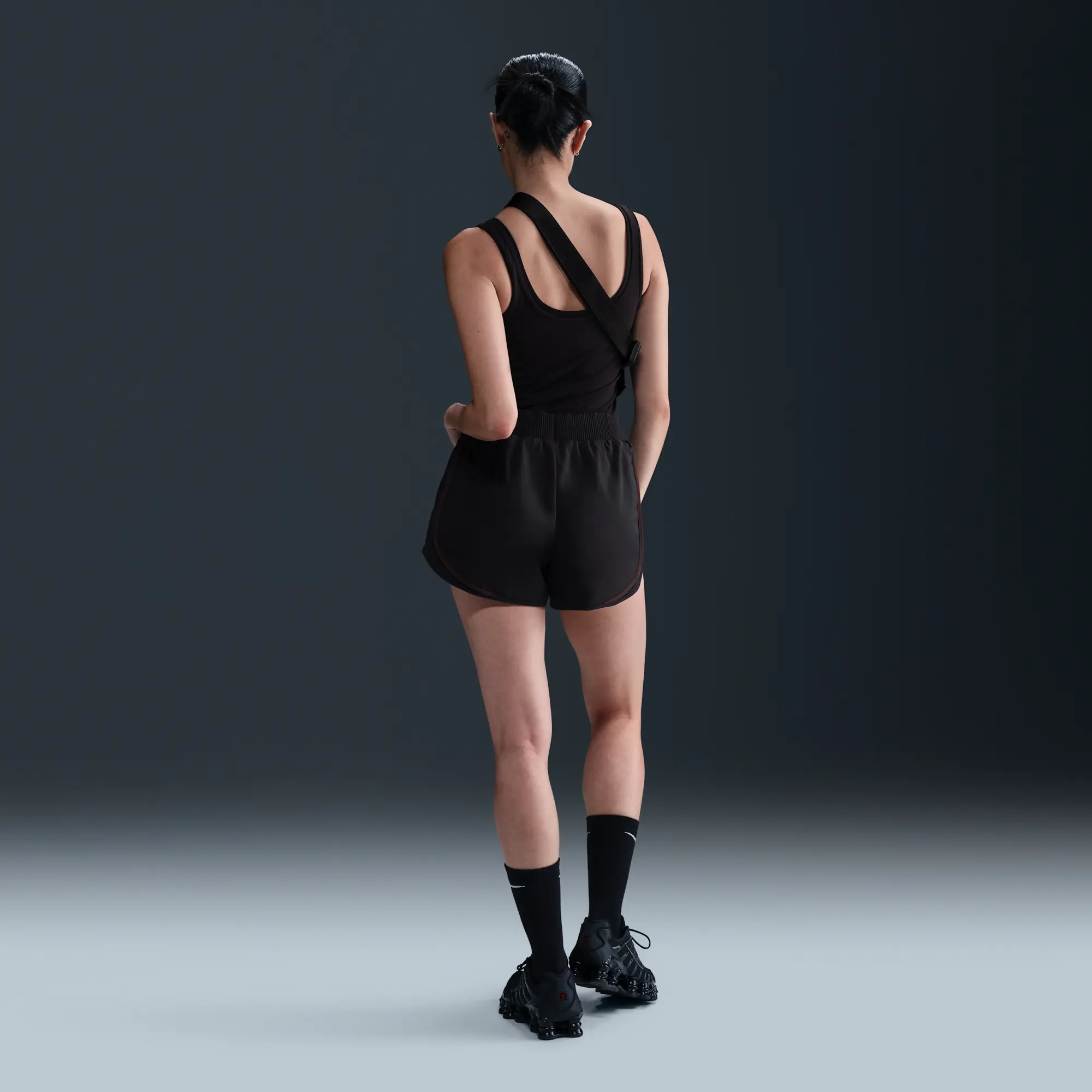 Nike Sportswear Collection Women's Mid-Rise Twill Shorts - Black - Cotton/Polyester/Elastane