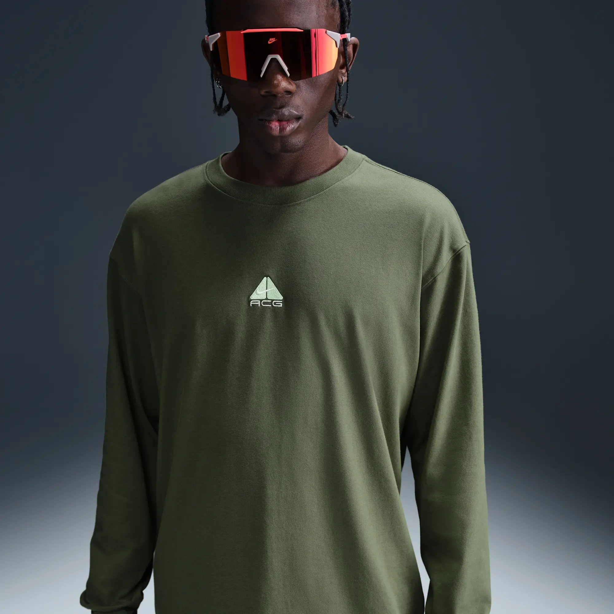 Nike ACG 'Lungs' Men's Long-Sleeve T-Shirt - Green - Polyester/Cotton