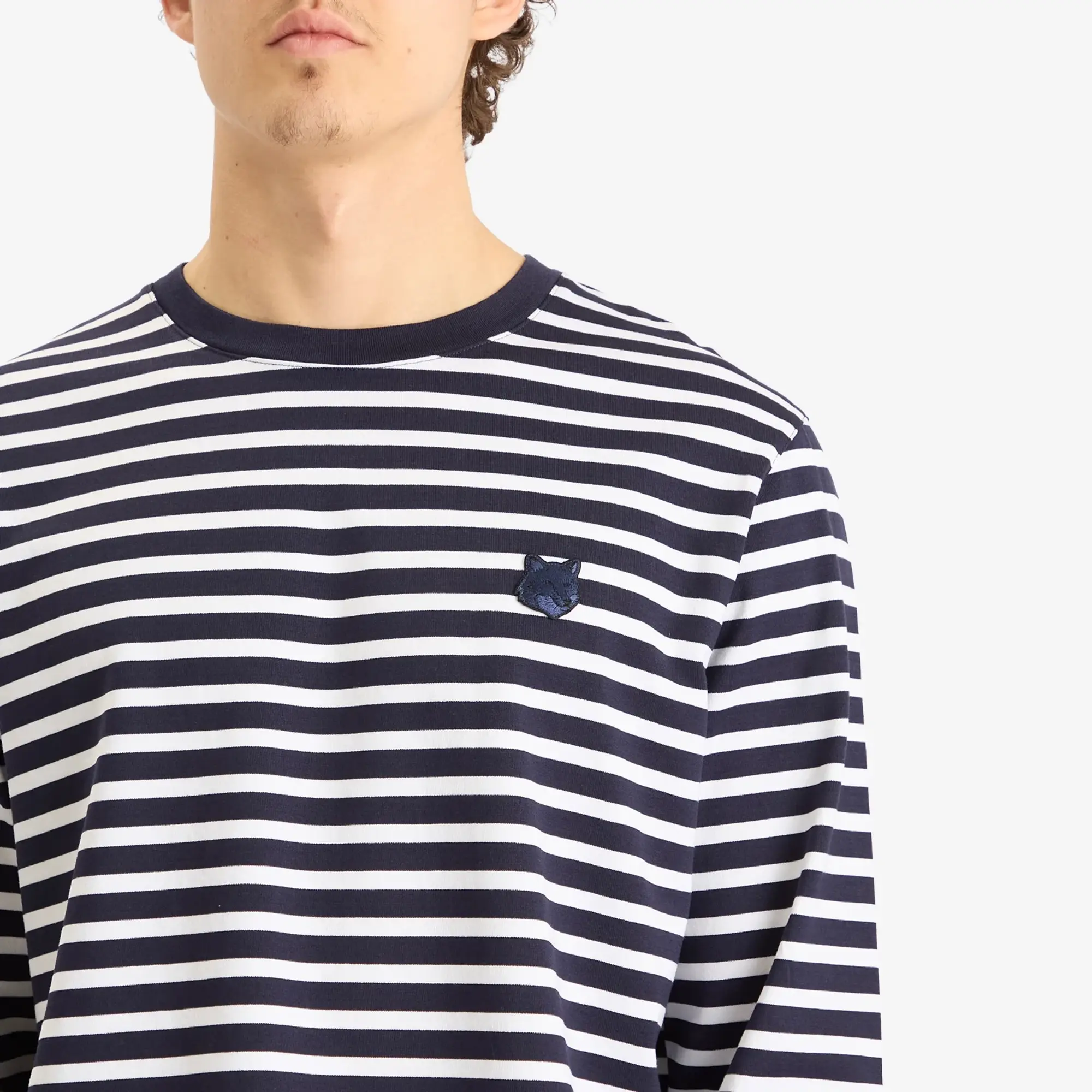 Maison Kitsuné Maison Kitsune Bold Fox Head Patch Comfort Mariner Long Slee Navy Stripes