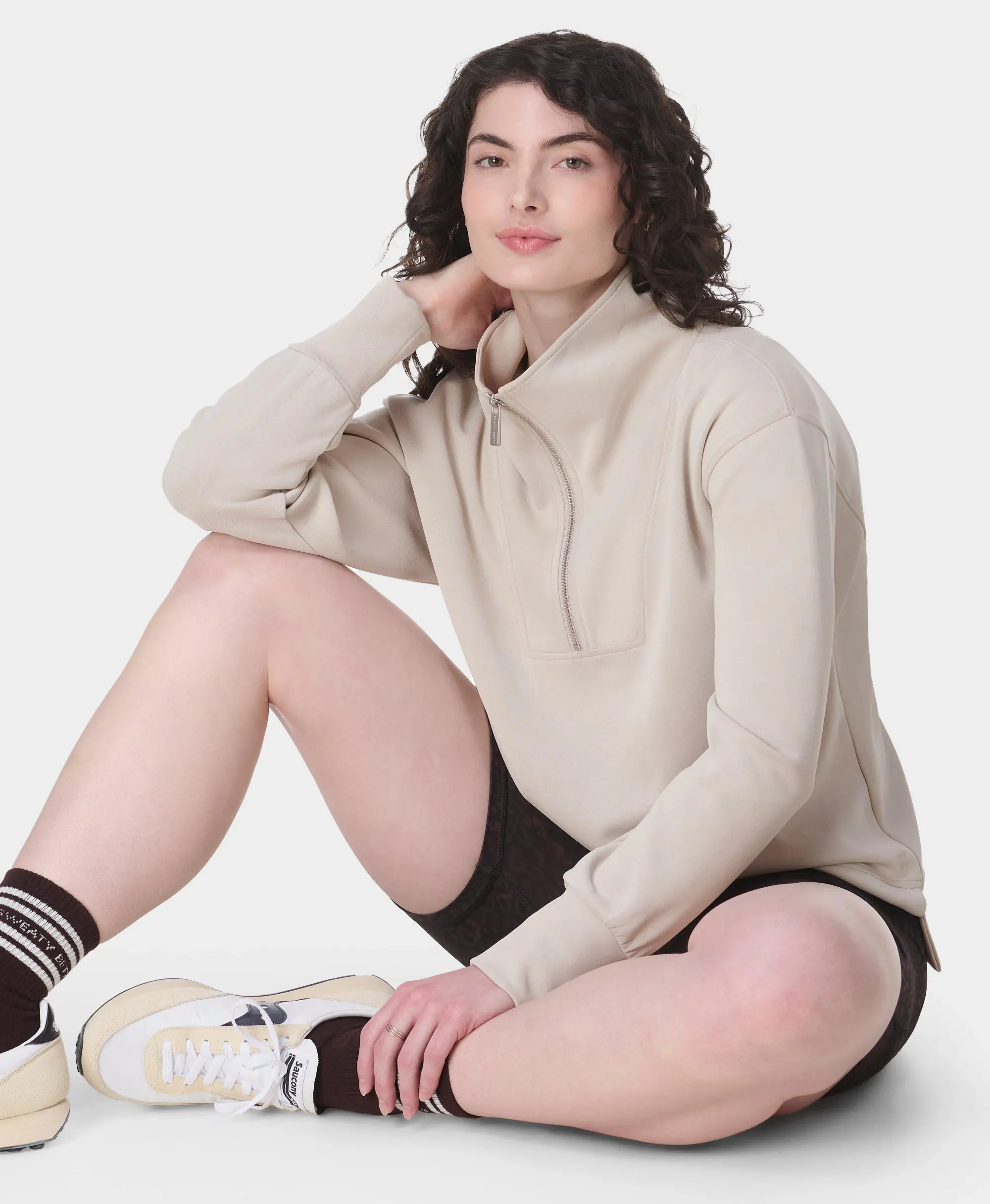 Sand Wash Half Zip Longline Sweatshirt