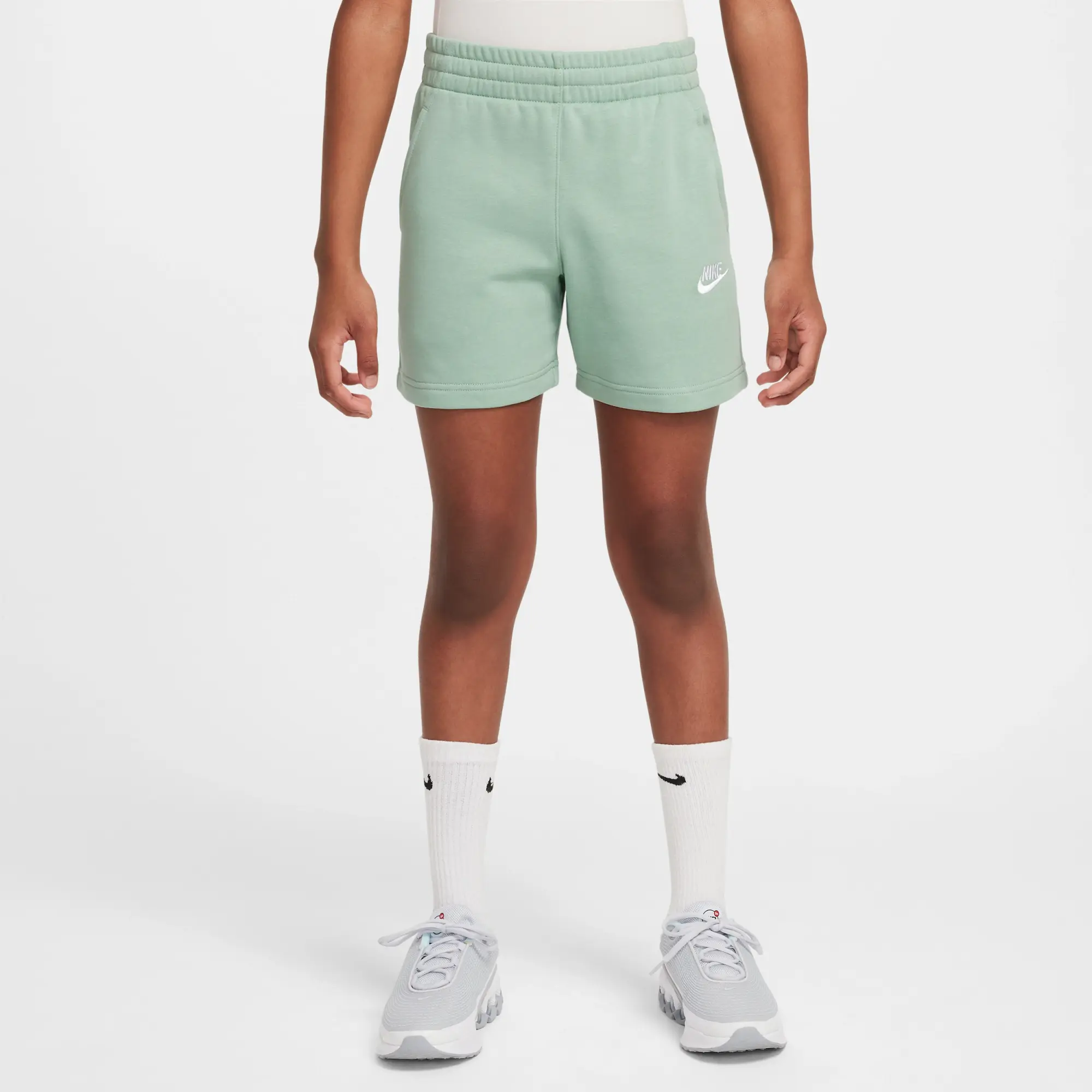 Nike Sportswear Club Fleece Older Kids' (Girls') 13cm (approx.) French Terry Shorts - Green - Cotton/Polyester