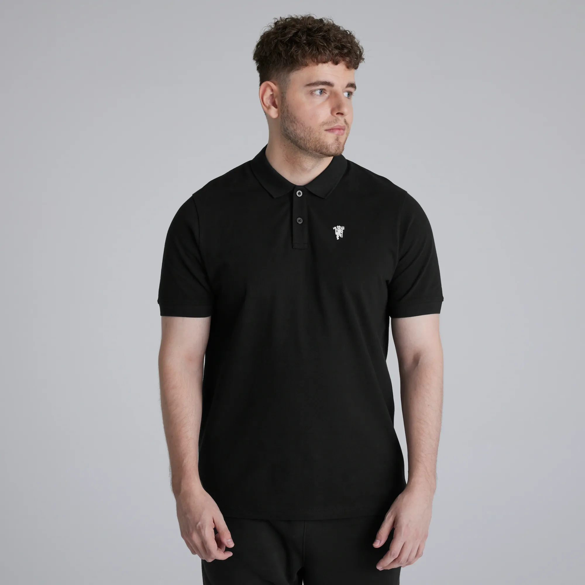 Manchester United Mens Devil Emblem Polo Shirt Black