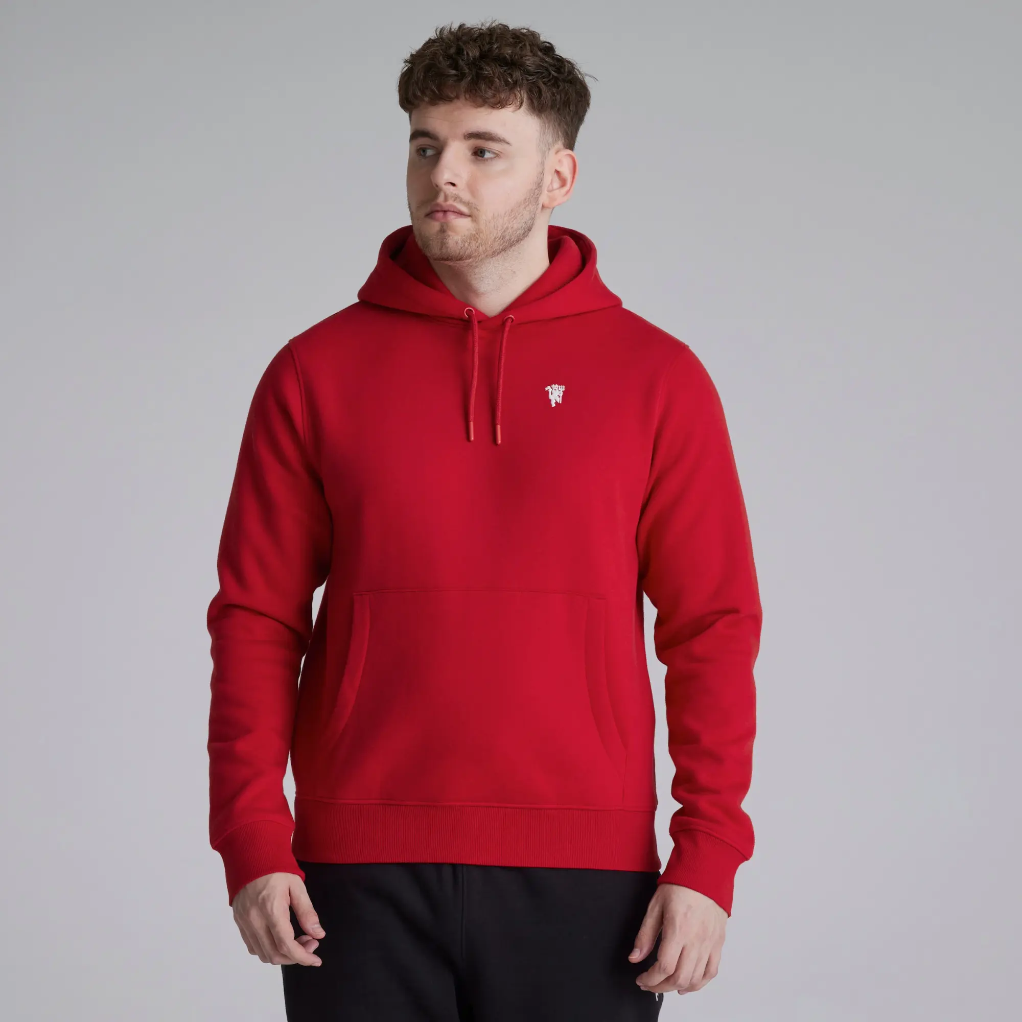 Manchester United Mens Devil Emblem Overhead Hoodie Red