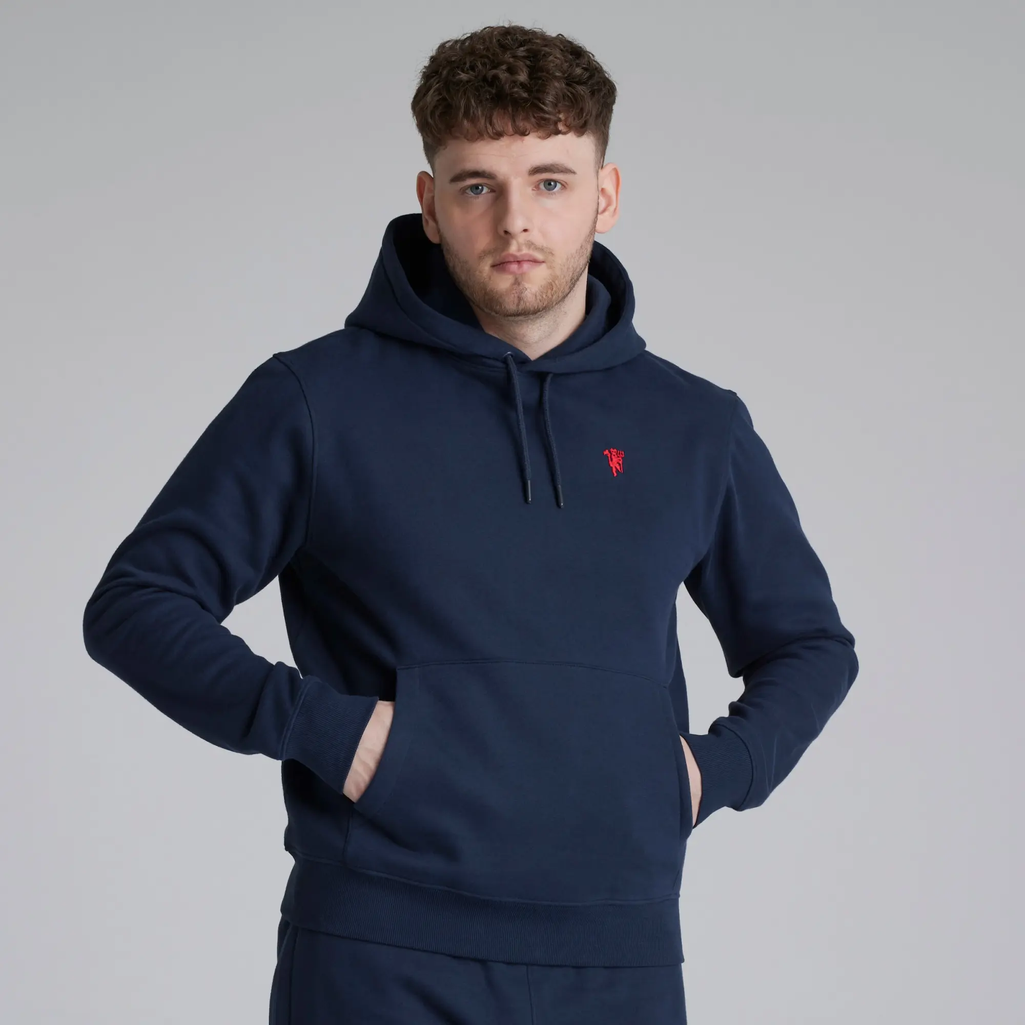 Manchester United Mens Devil Emblem Overhead Hoodie Navy
