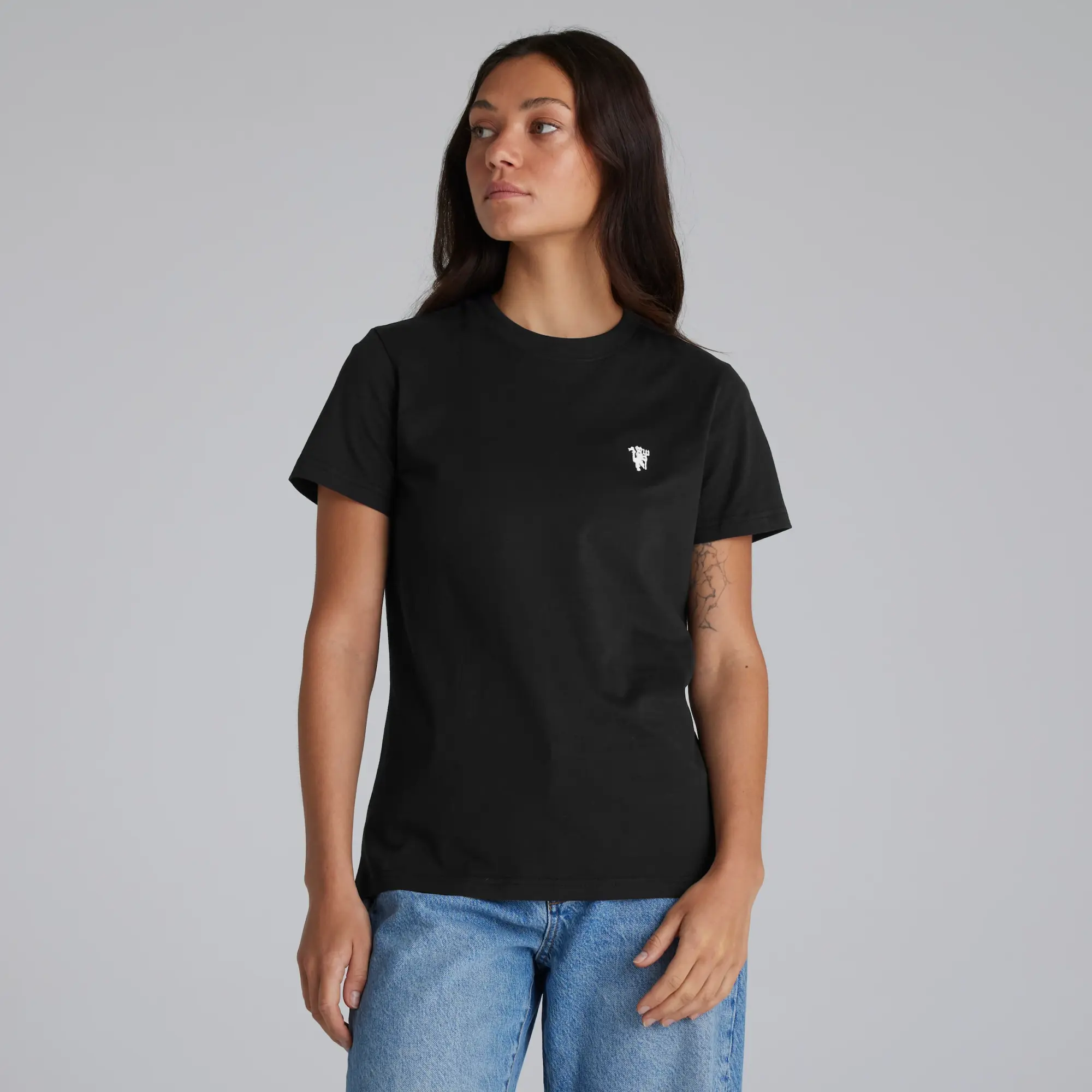 Manchester United Womens Devil Emblem T-Shirt Black