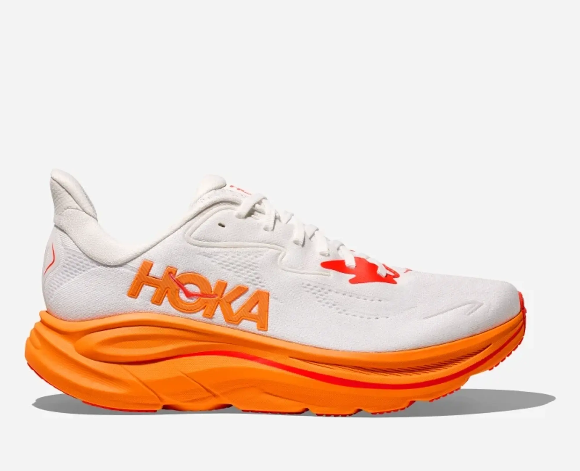 HOKA Women's Clifton 10 Road Running Shoes in Frost/Orange Zest