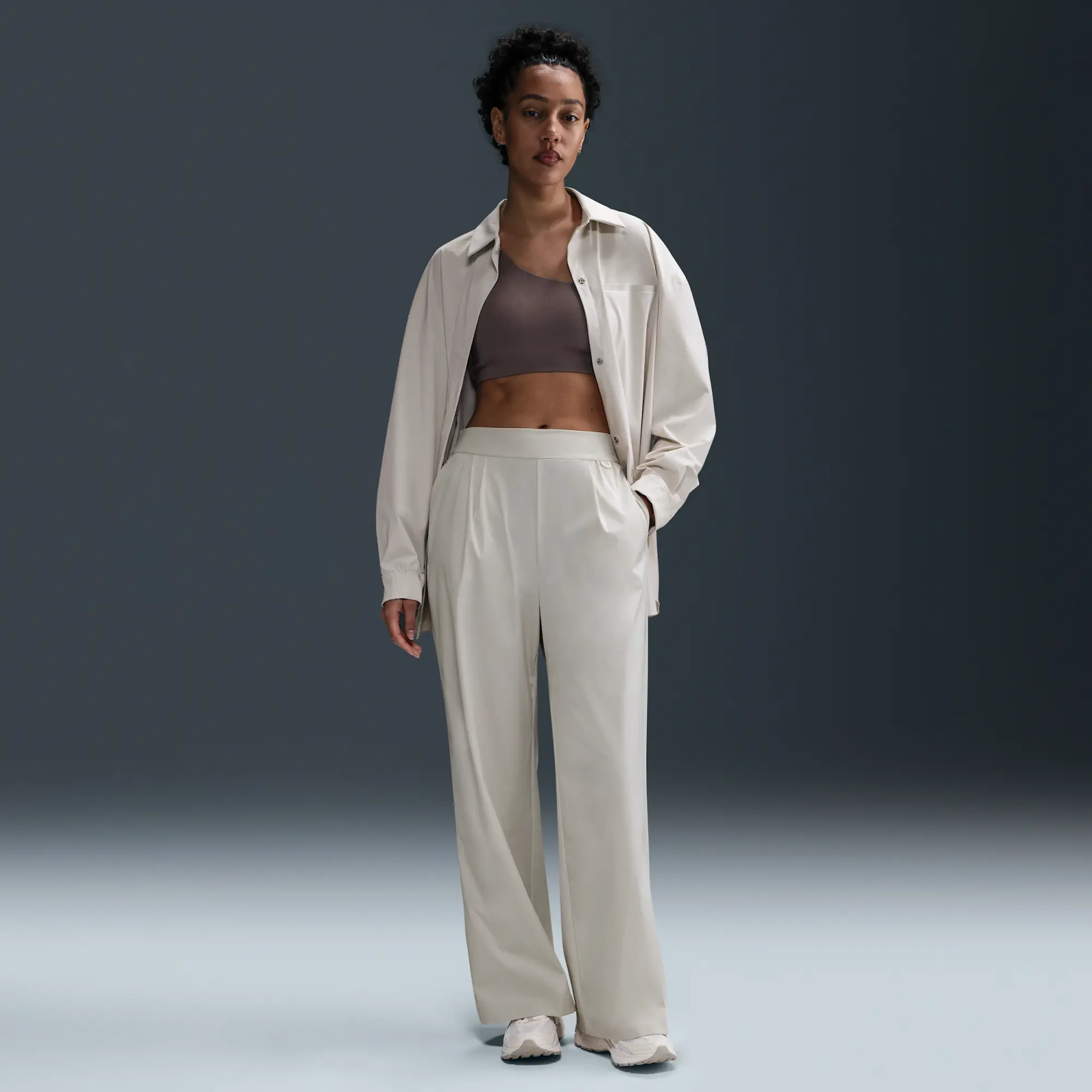 Nike 24.7 PerfectStretch Women's Dri-FIT High-Waisted Loose Wide-Leg Trousers - Brown - Sustainable Materials
