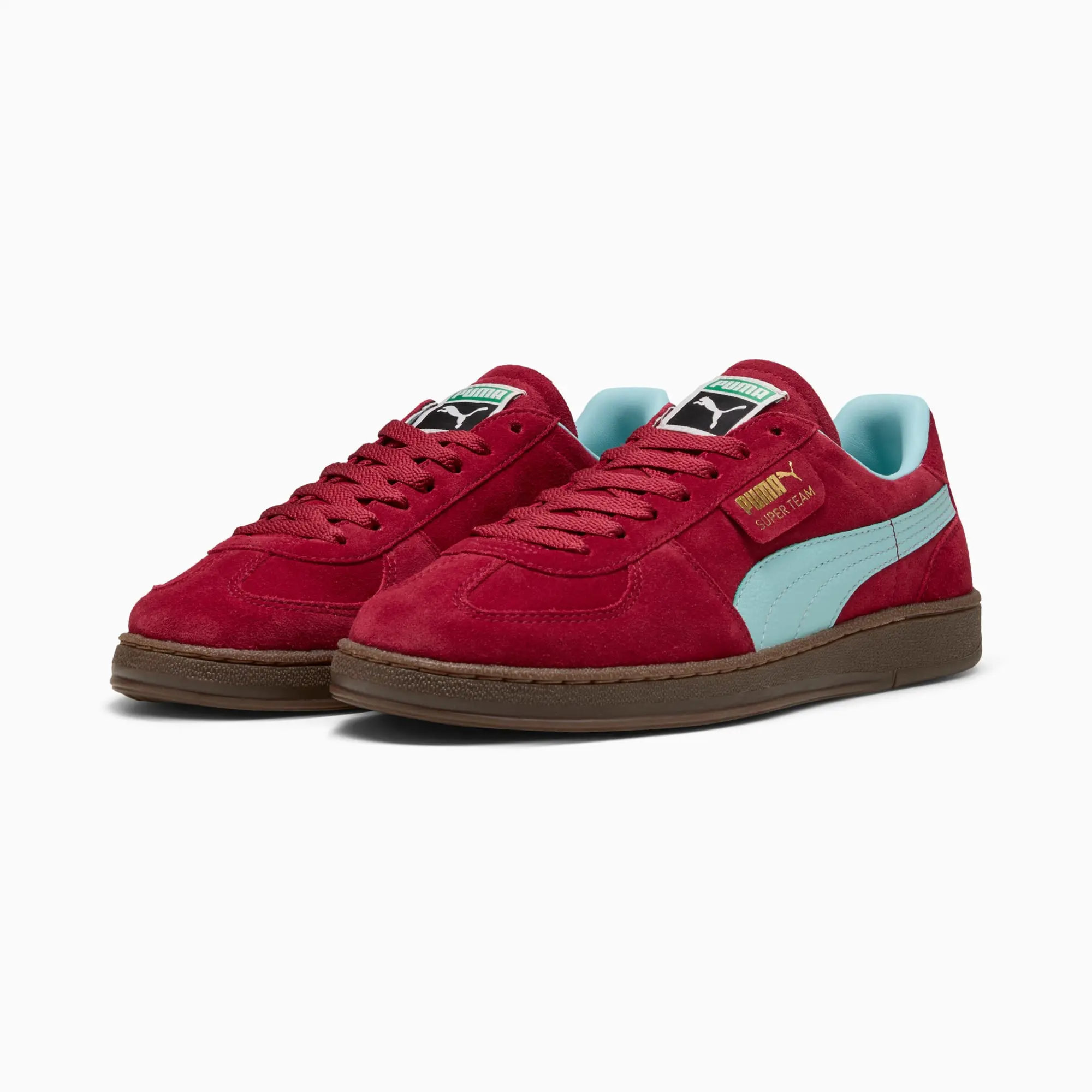 PUMA Super Team Suede Sneakers Unisex, Dark Crimson/Safe Lake, size 10