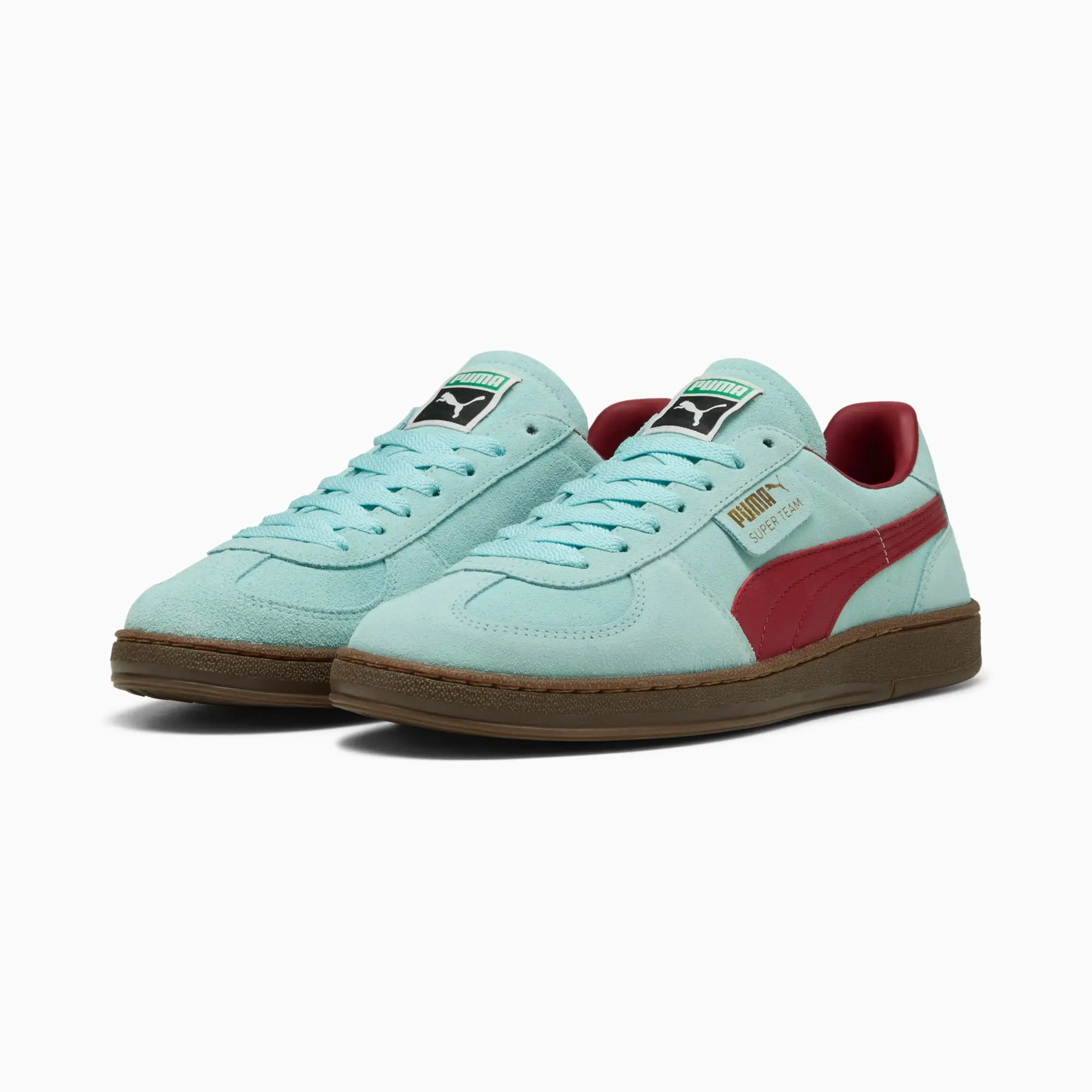 PUMA Super Team Suede Sneakers Unisex, Safe Lake/Dark Crimson, size 10