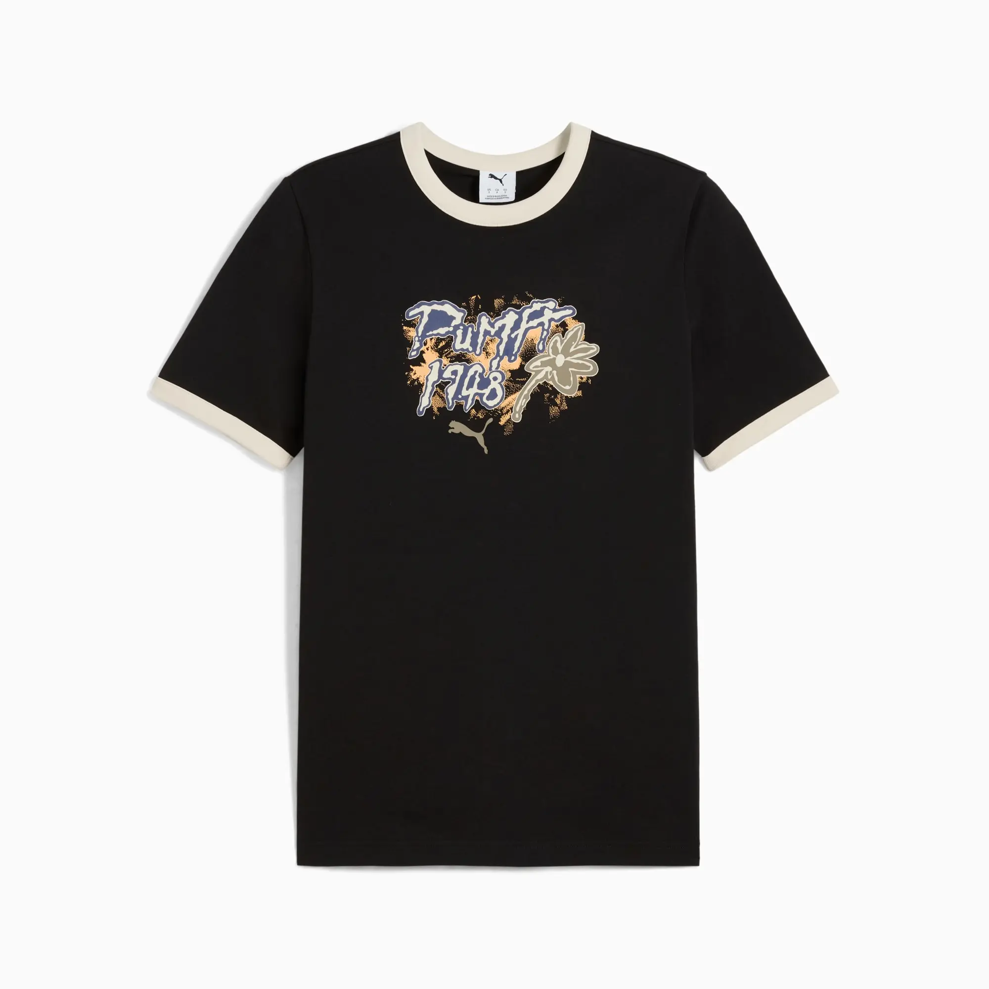Future.PUMA.Archive Graphic Ringer T-Shirt Men, Black/Blue Crystal, size Large