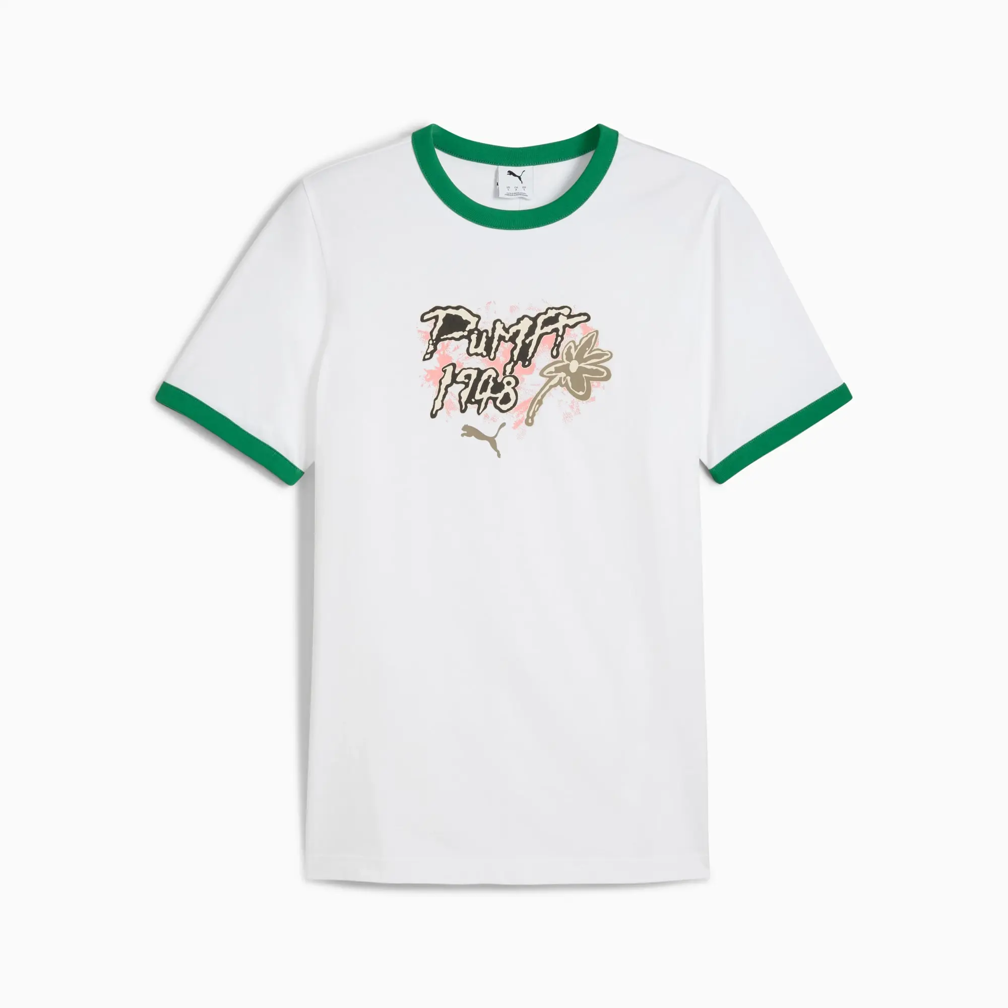 Future.PUMA.Archive Graphic Ringer T-Shirt Men, White/Archive Green, size Large