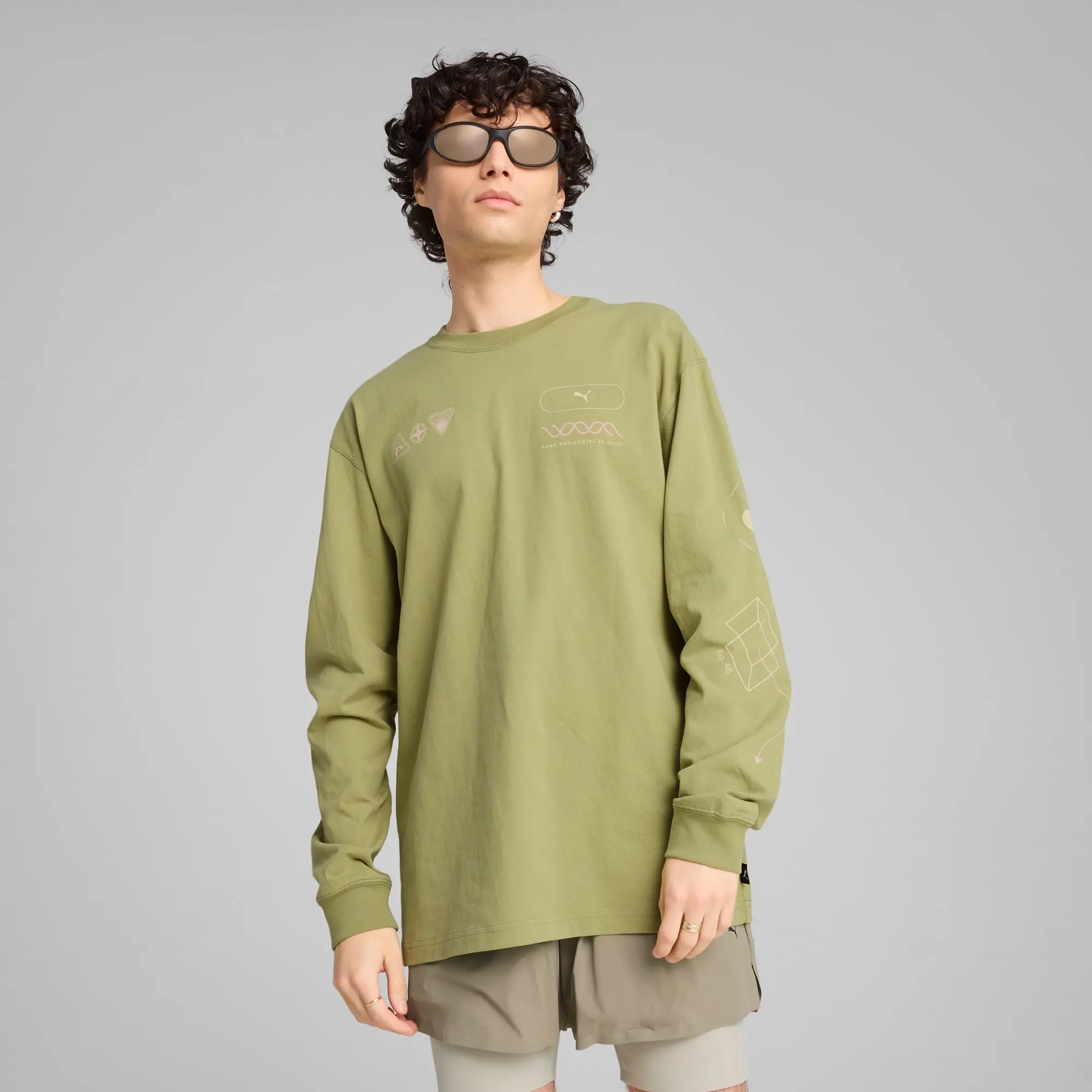 PUMA House Of Graphics Celerity Long Sleeve Top Men, Calming Green, size Large