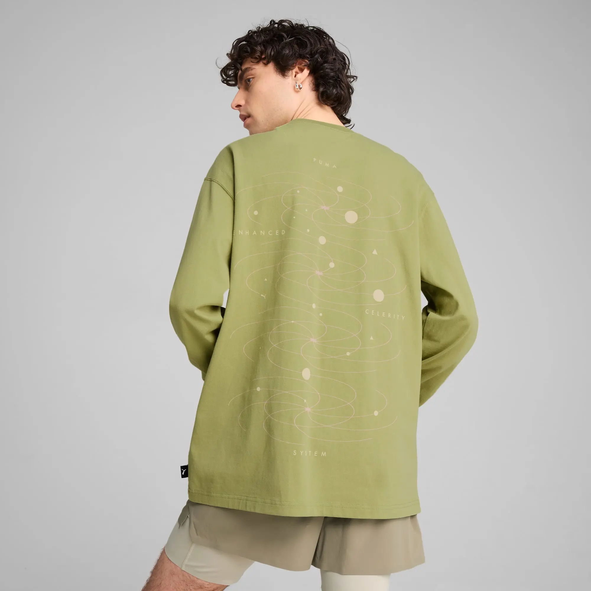 PUMA House Of Graphics Celerity Long Sleeve Top Men, Calming Green, size Large