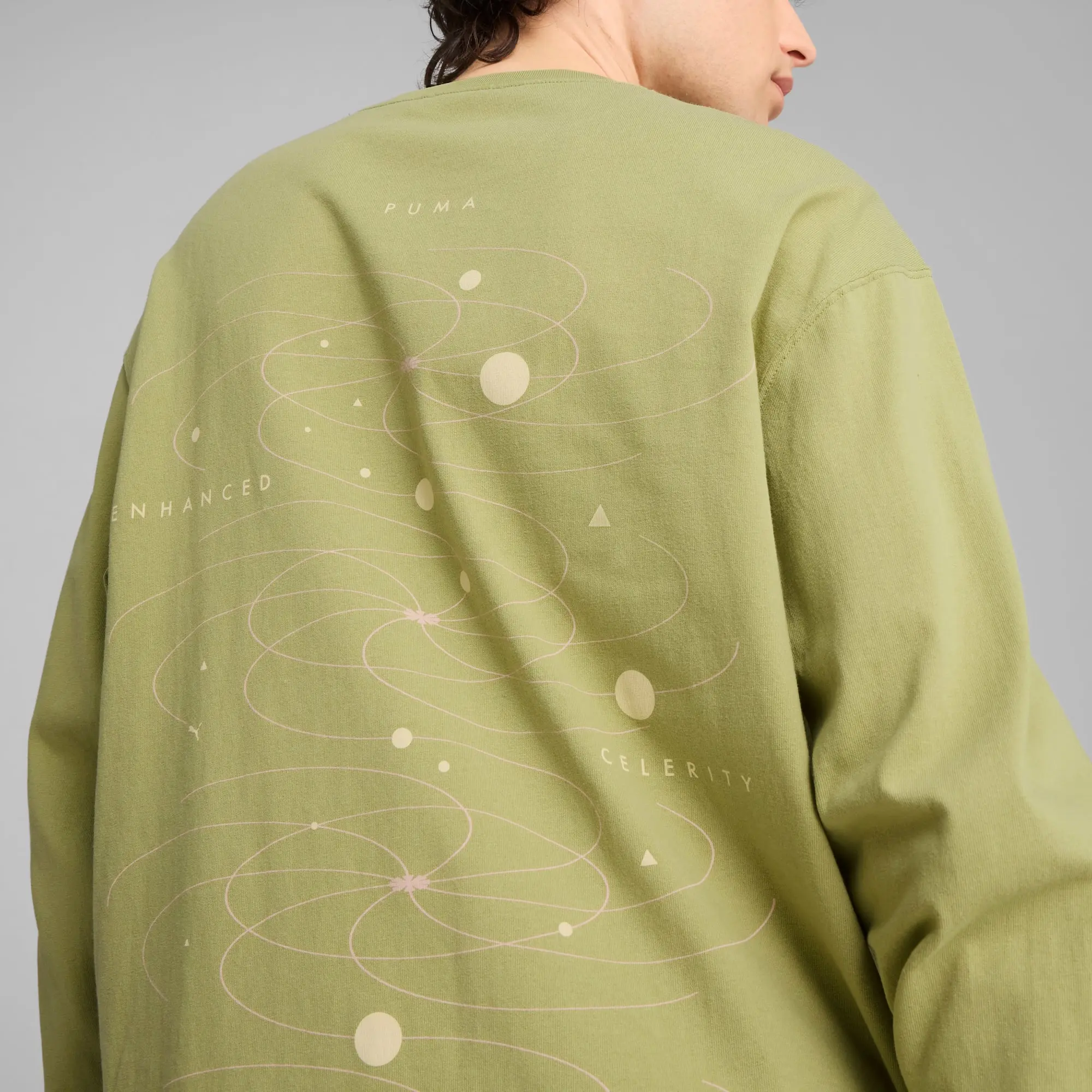 PUMA House Of Graphics Celerity Long Sleeve Top Men, Calming Green, size Large