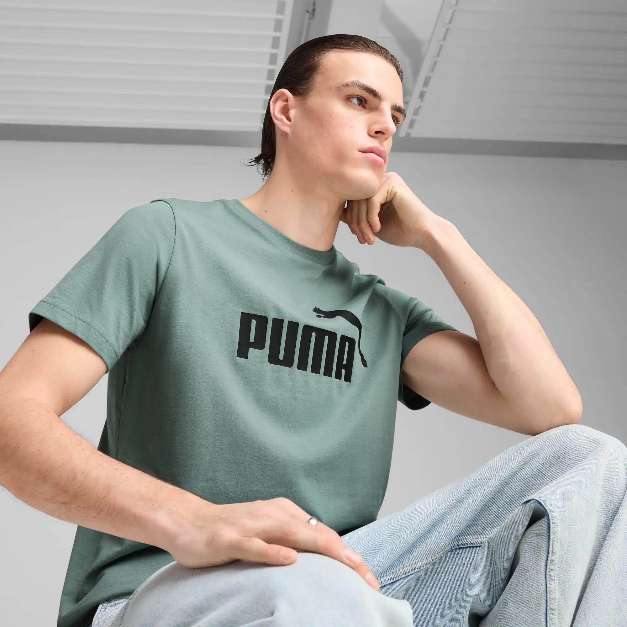 PUMA Ess No. 1 Logo T-Shirt Men, Green Moon, size 3XL