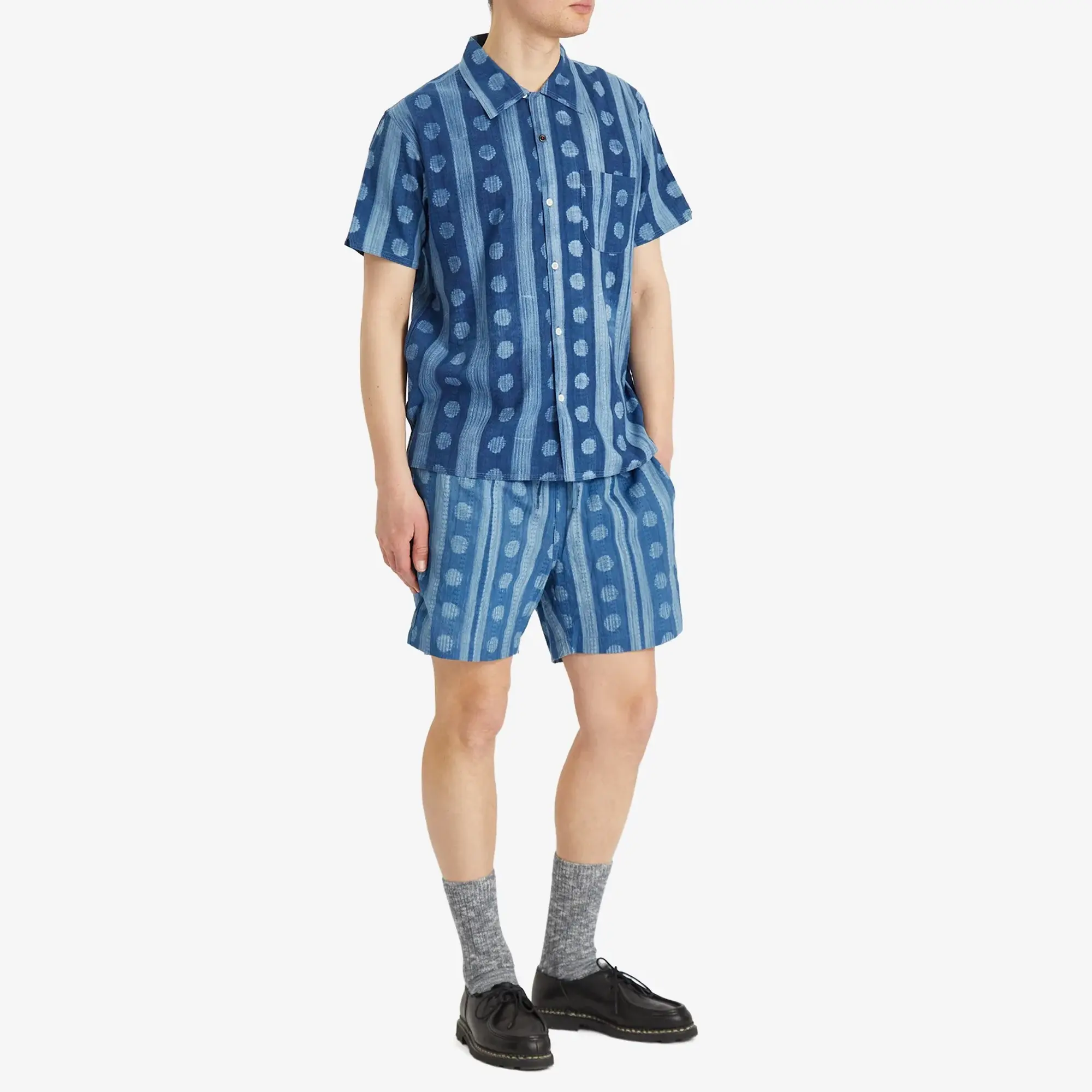 Kardo Men's Shibori Dye Drawstring Shorts Blue