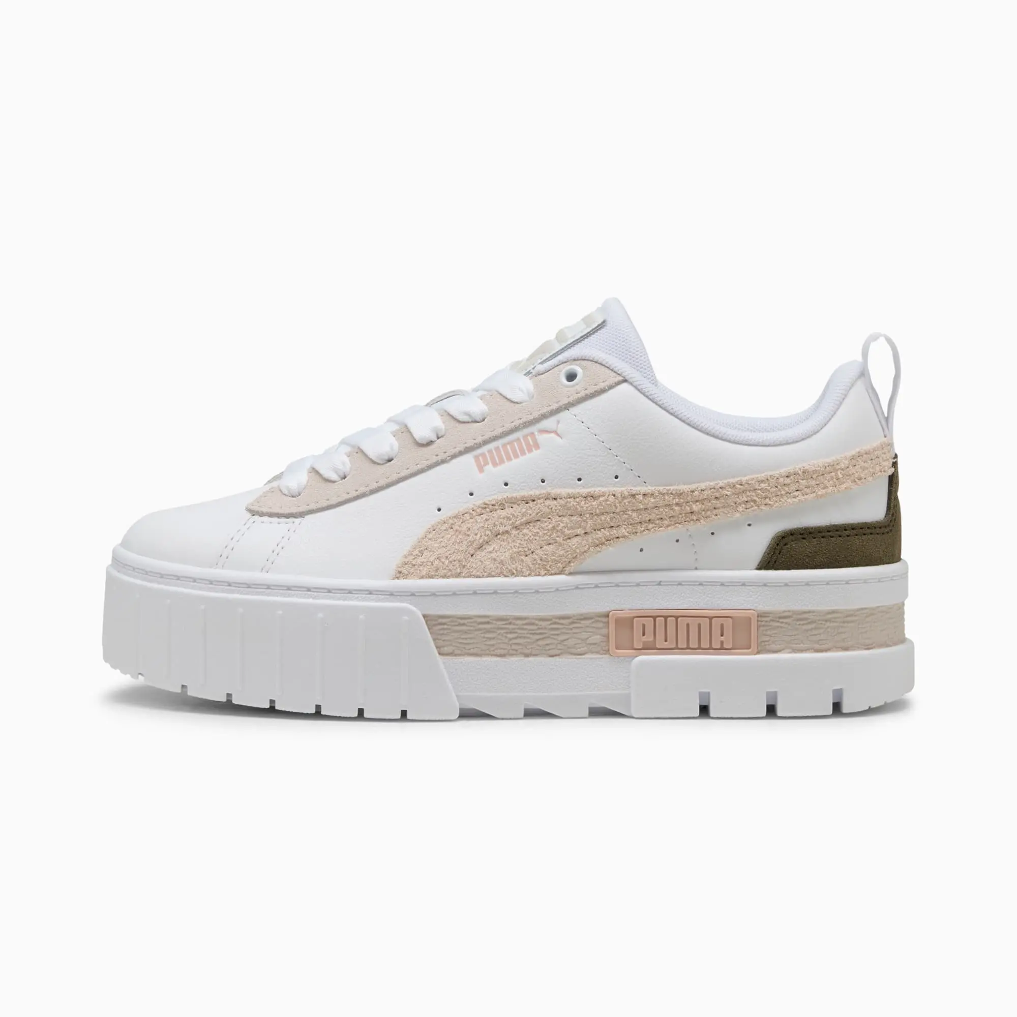 PUMA Mayze Mix Women's Sneakers, White/Alpine Snow/Loden Green, size 3