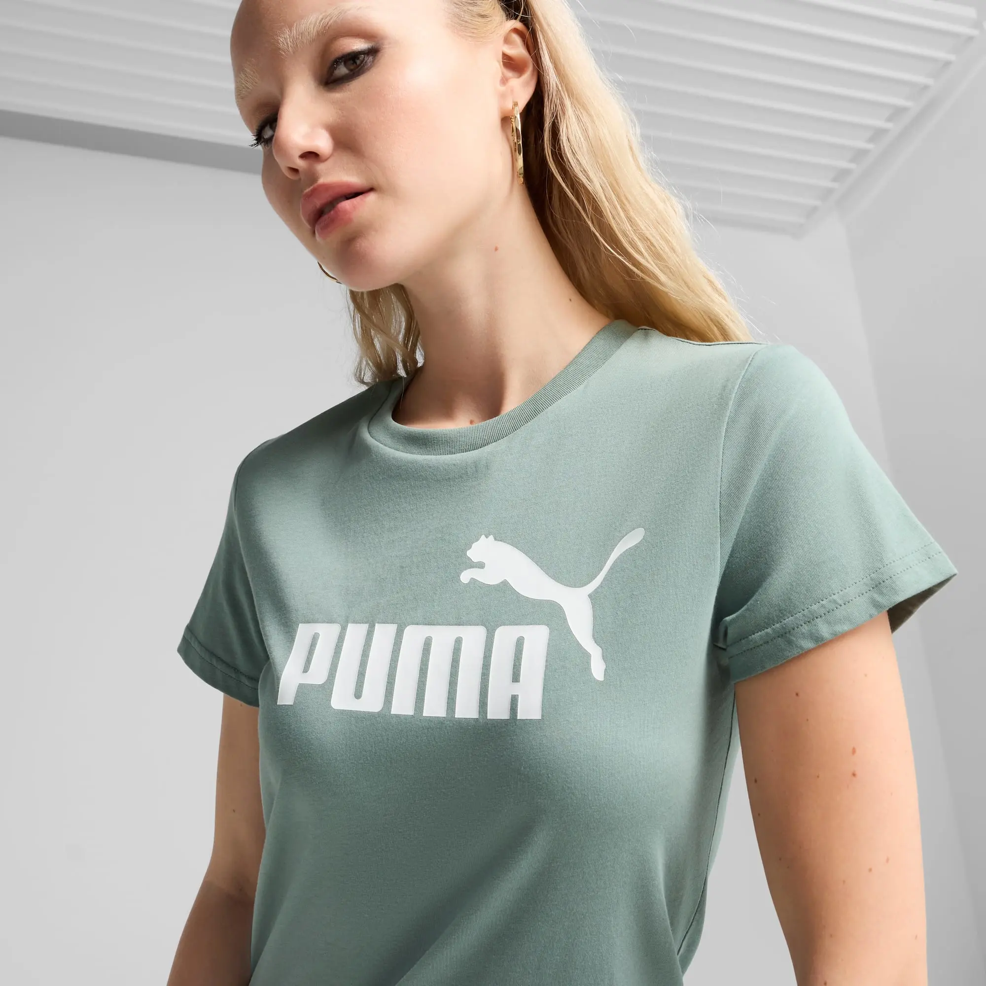 PUMA Ess No. 1 Logo T-Shirt Women, Green Moon, size 3XL