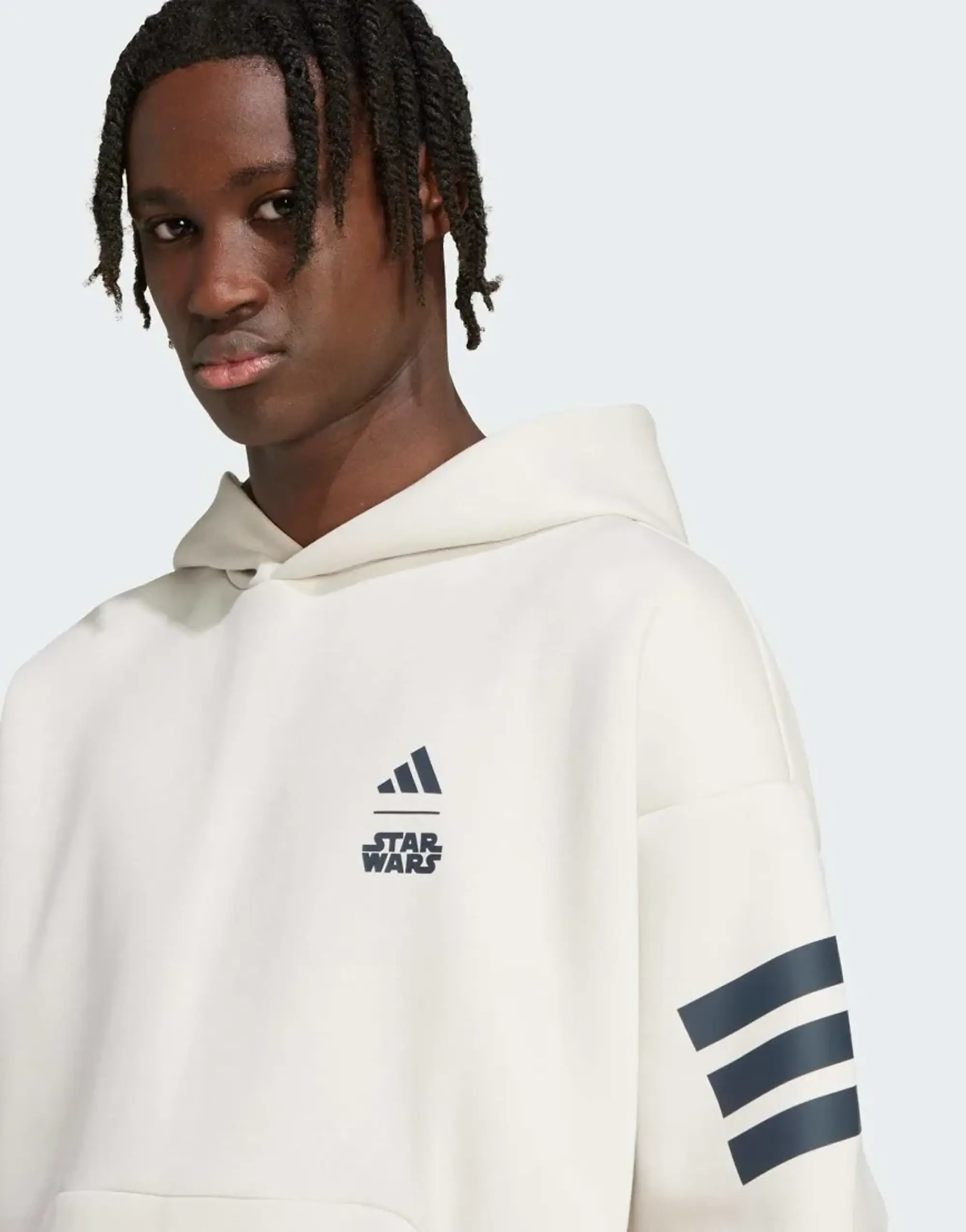 Adidas Adidas Star Wars The Mandalorian Hoodie Back Graphic In Bliss-Grey