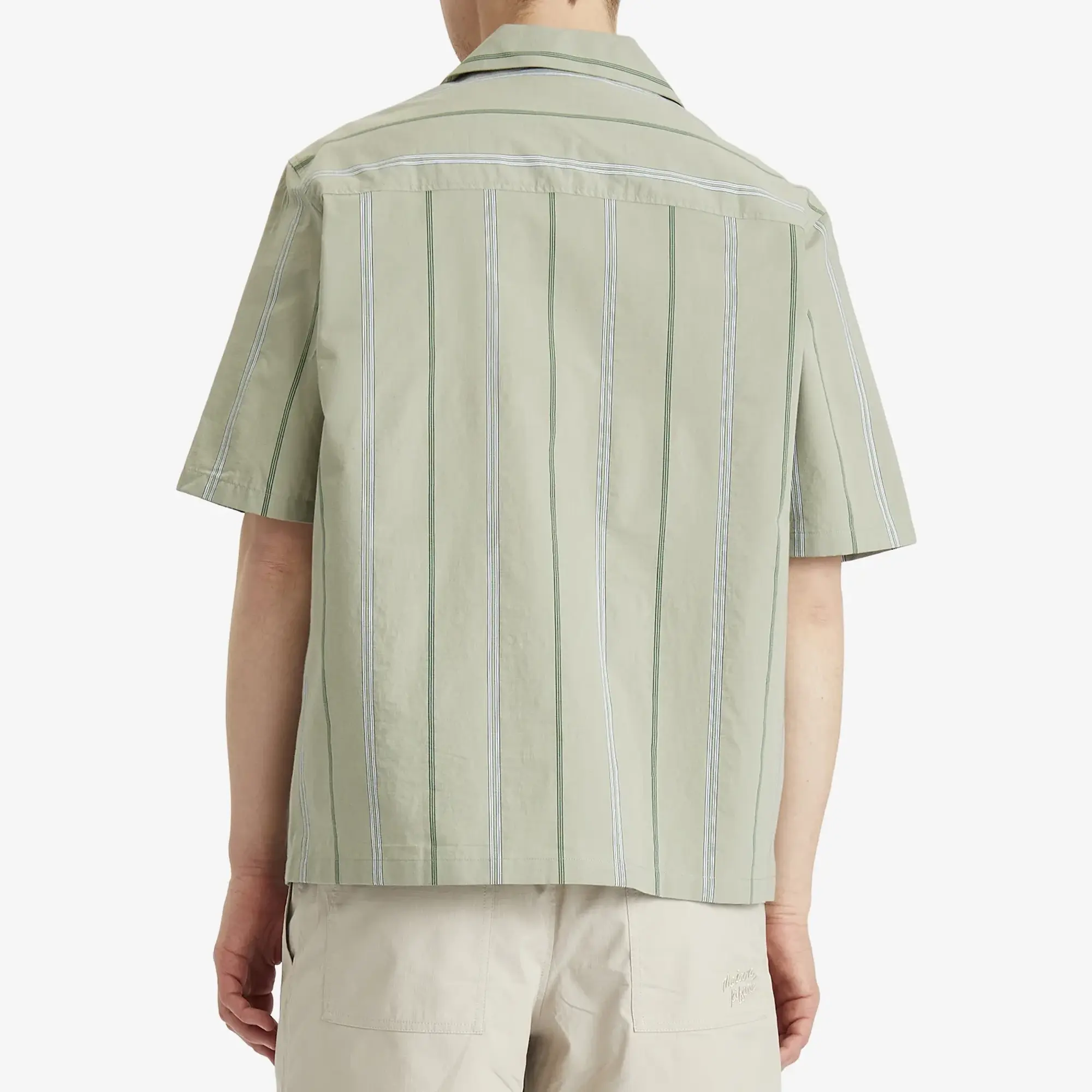 Maison Kitsune Stripe Resort Shirt Vert-De-Gris