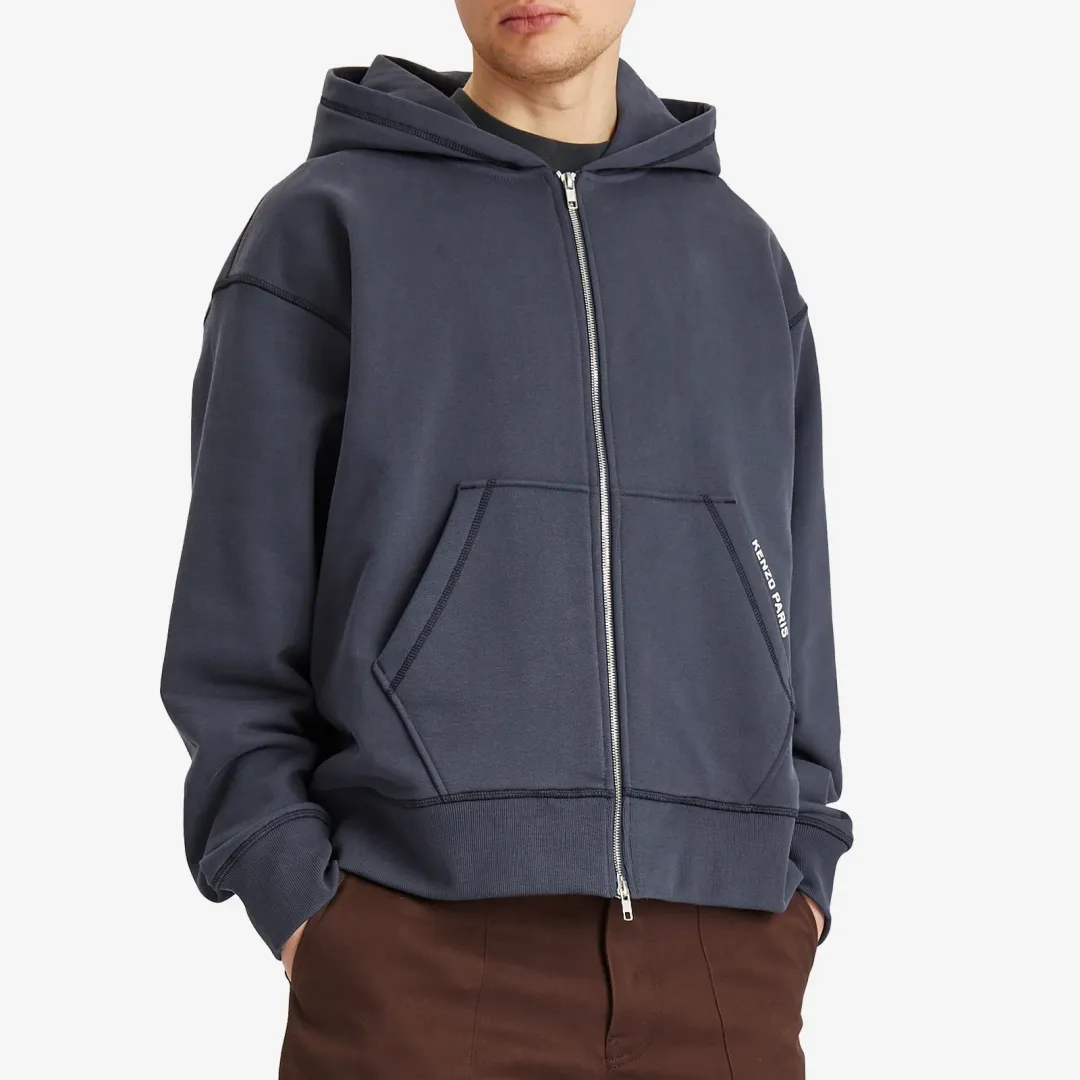 Kenzo Men's Gots Jungle Elephant Full Zip Hoodie Midnight Blue