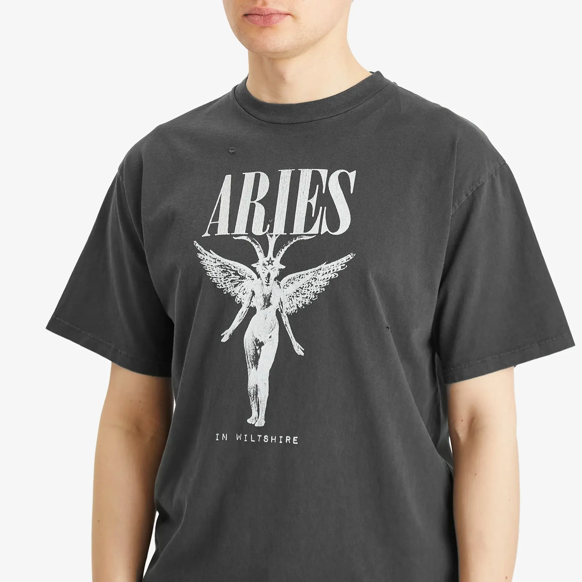 Aries Men's Destroyed Nirvana T-Shirt Black