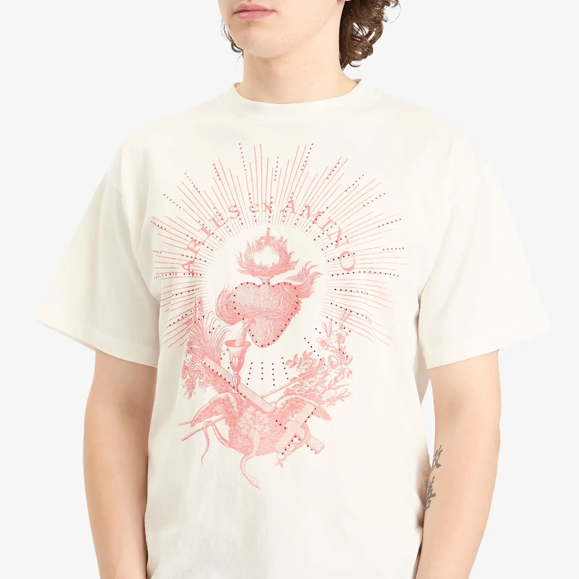 Aries Men's Faded Aries Men's Ex Amino T-Shirt Off White