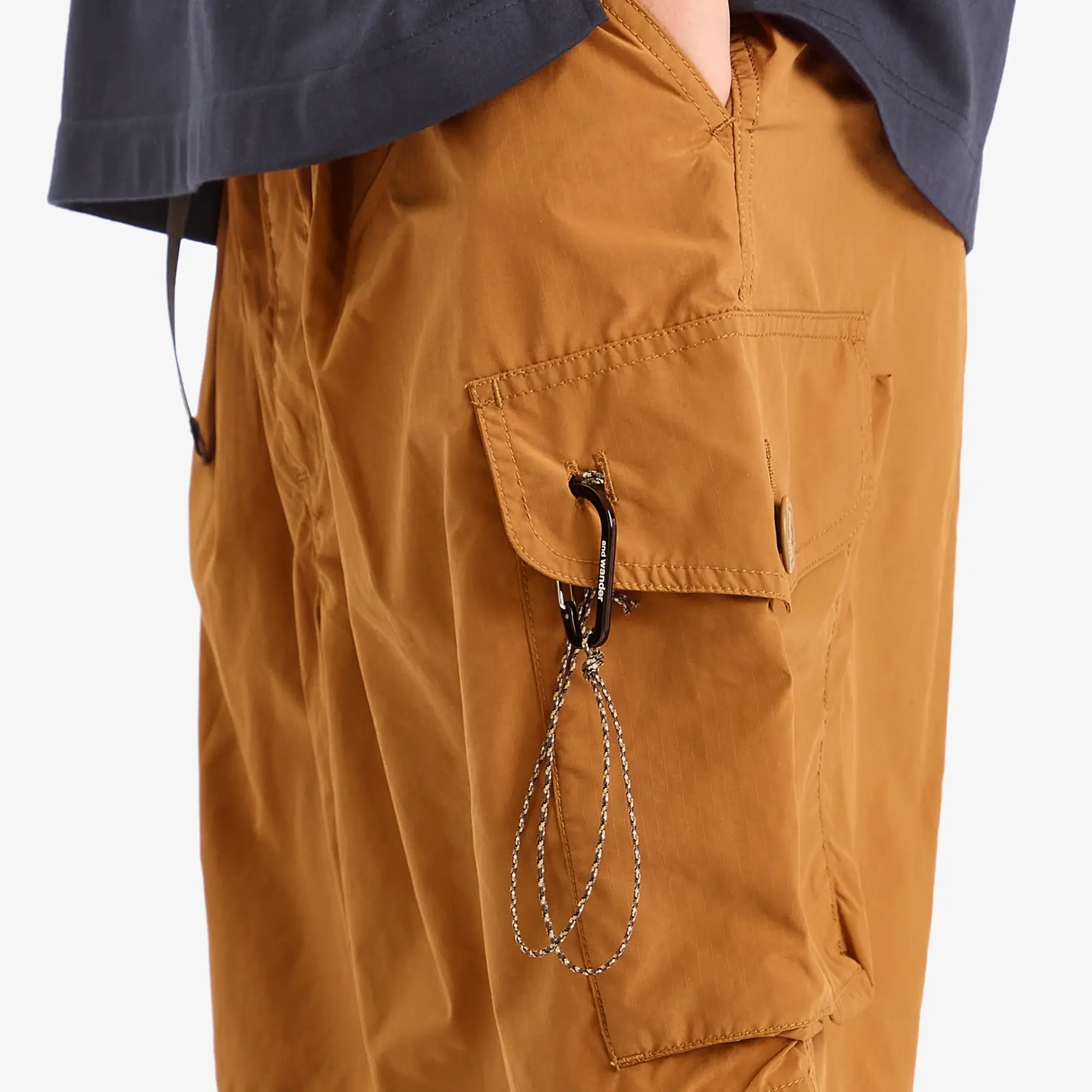 And Wander Men's Oversized Cargo Shorts Light Brown