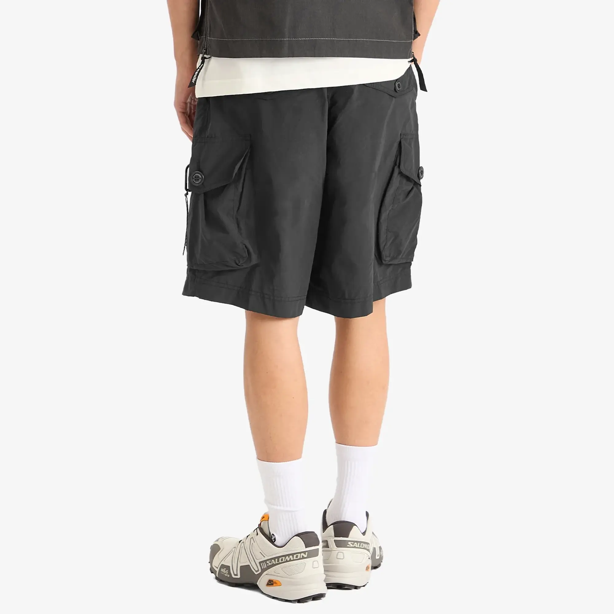And Wander Men's Oversized Cargo Shorts Black