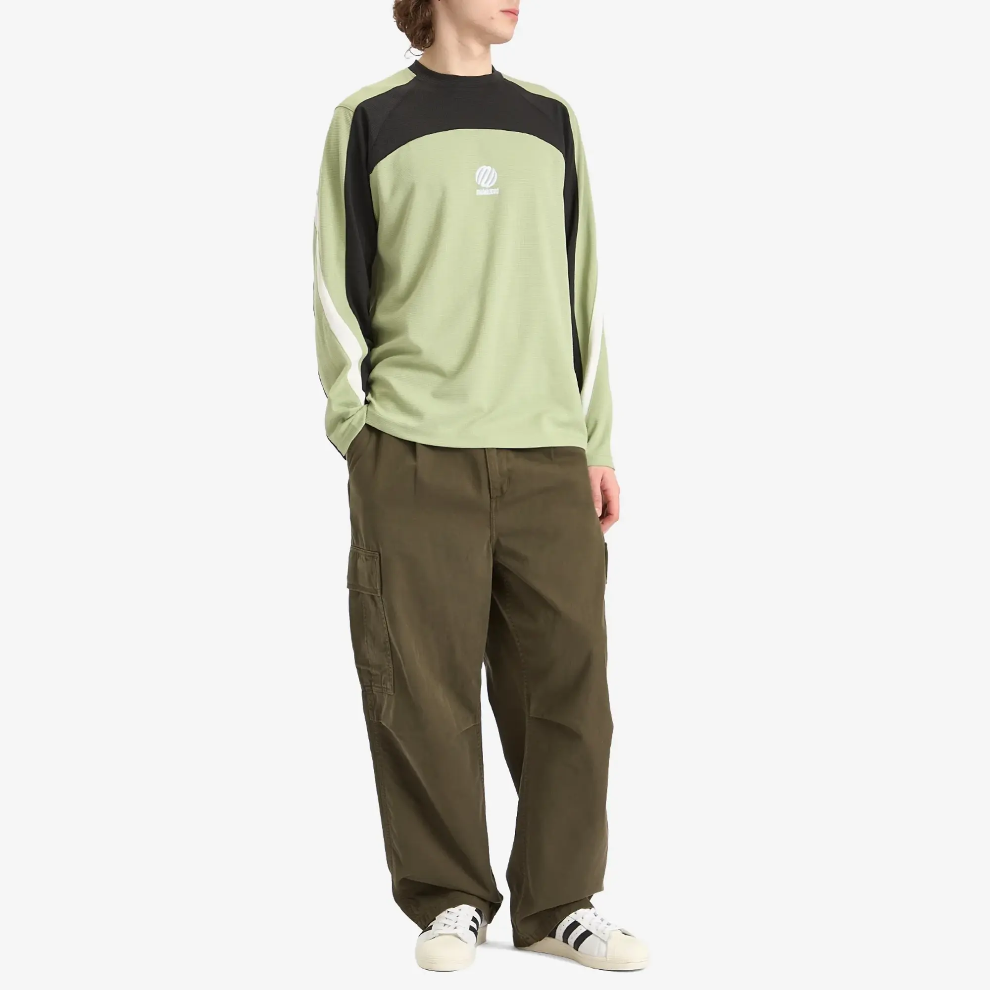 Metalwood Studio Men's Paneled Poly Long Sleeve T-Shirt Mint