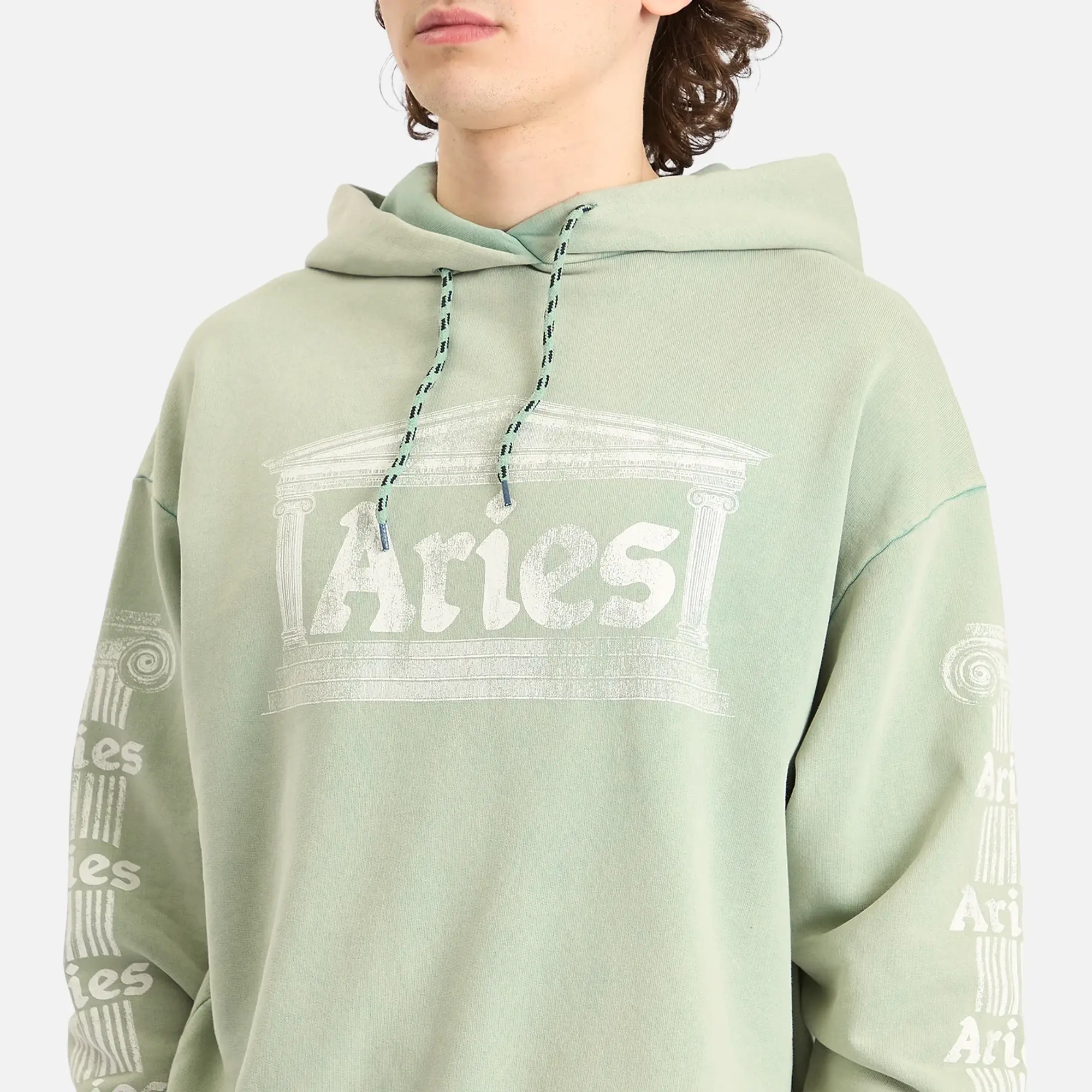 Aries Men's Aged Ancient Temple Hoodie Green