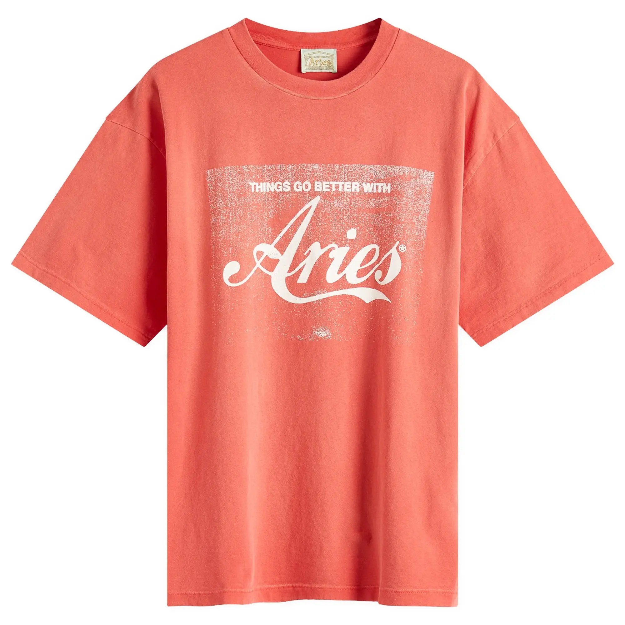 Aries Men's Sunbleached Cola T-Shirt Red