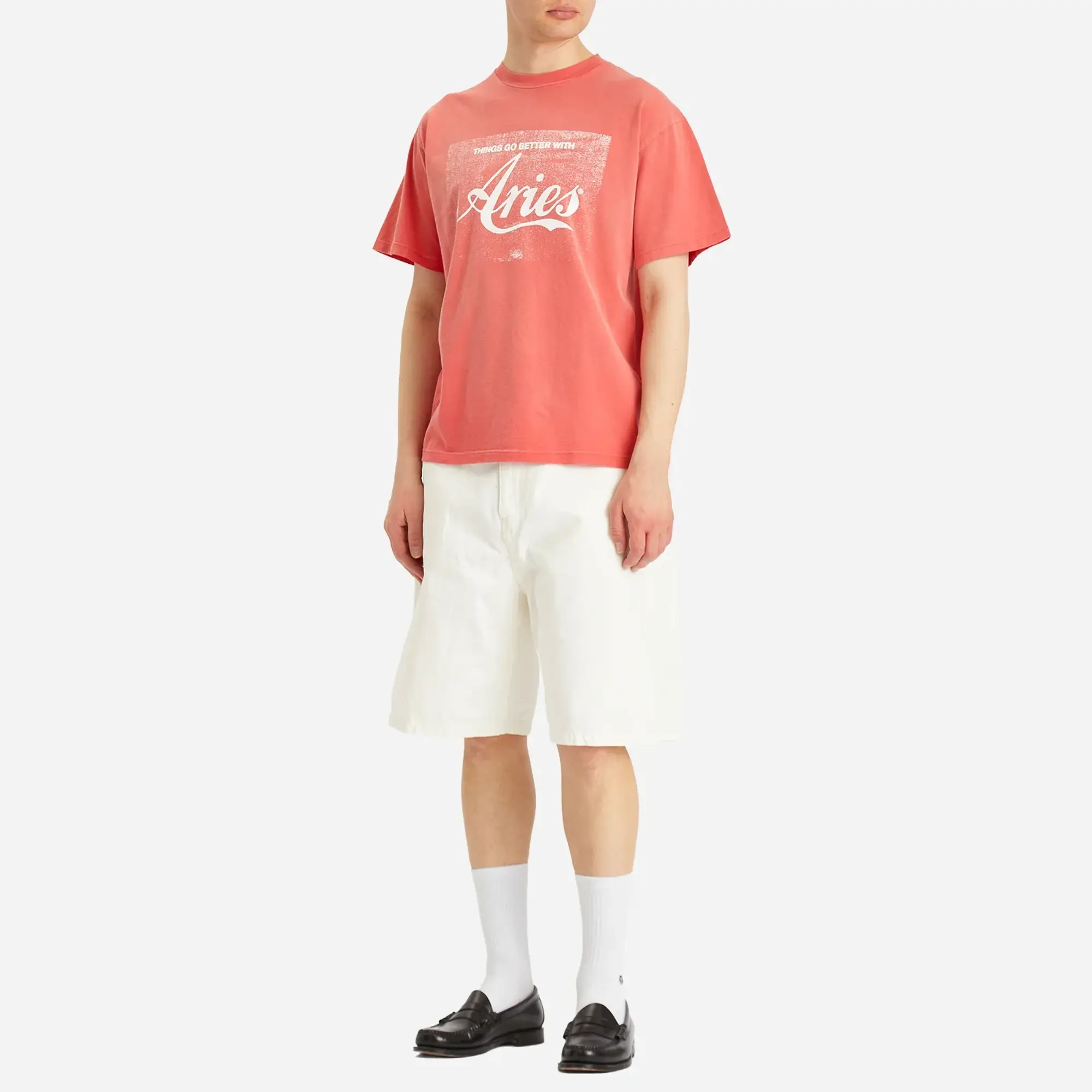 Aries Men's Sunbleached Cola T-Shirt Red
