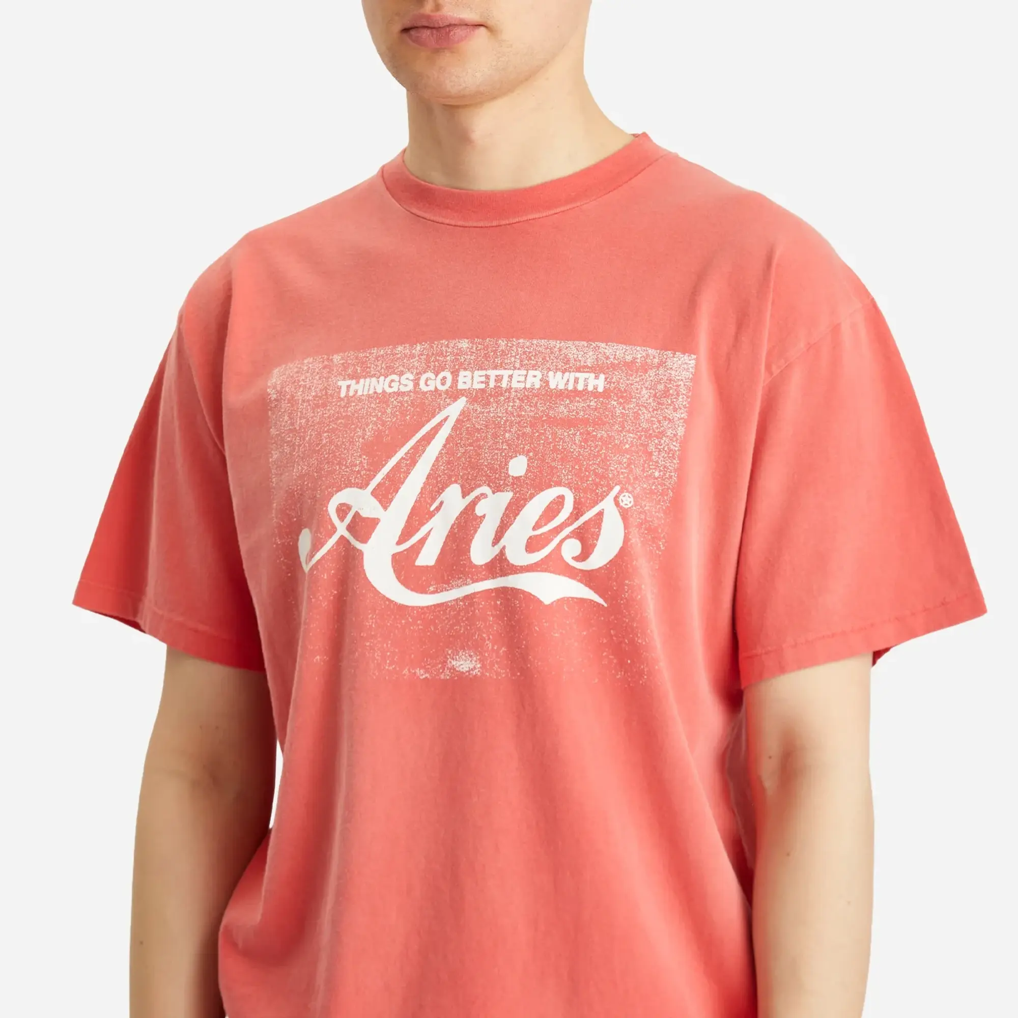 Aries Men's Sunbleached Cola T-Shirt Red