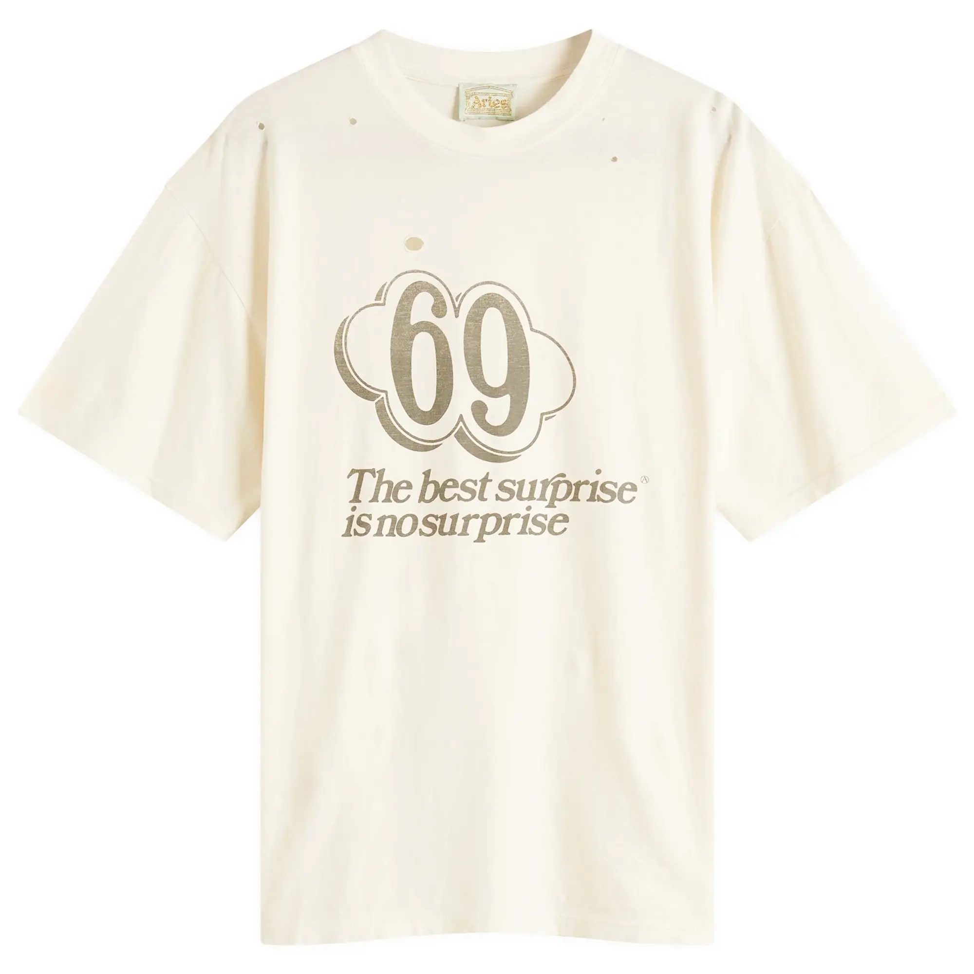 Aries Men's Destroyed 69 T-Shirt Ecru