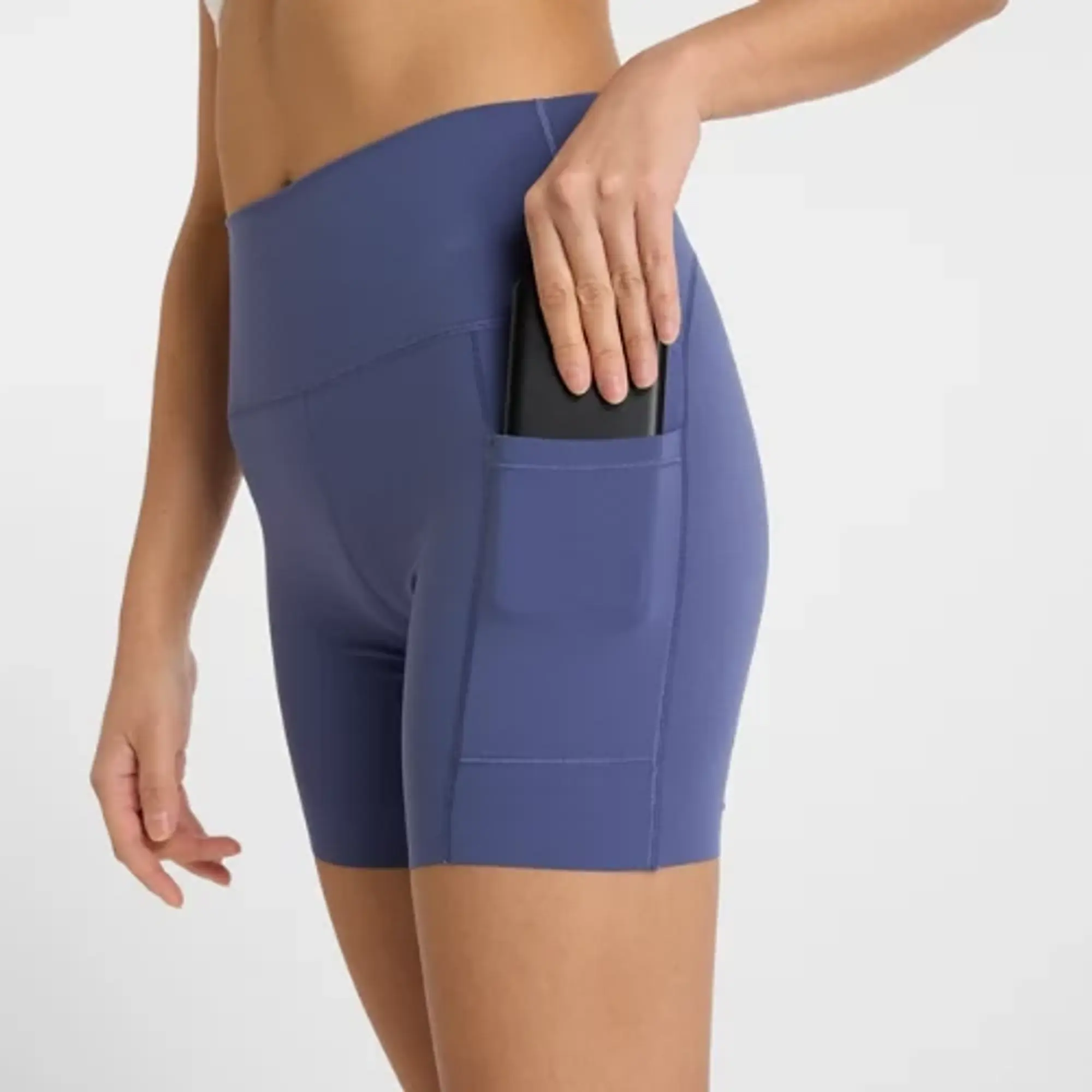 New Balance Women's NB Sleek Pocket High Rise Short 6" in Blue Poly Knit