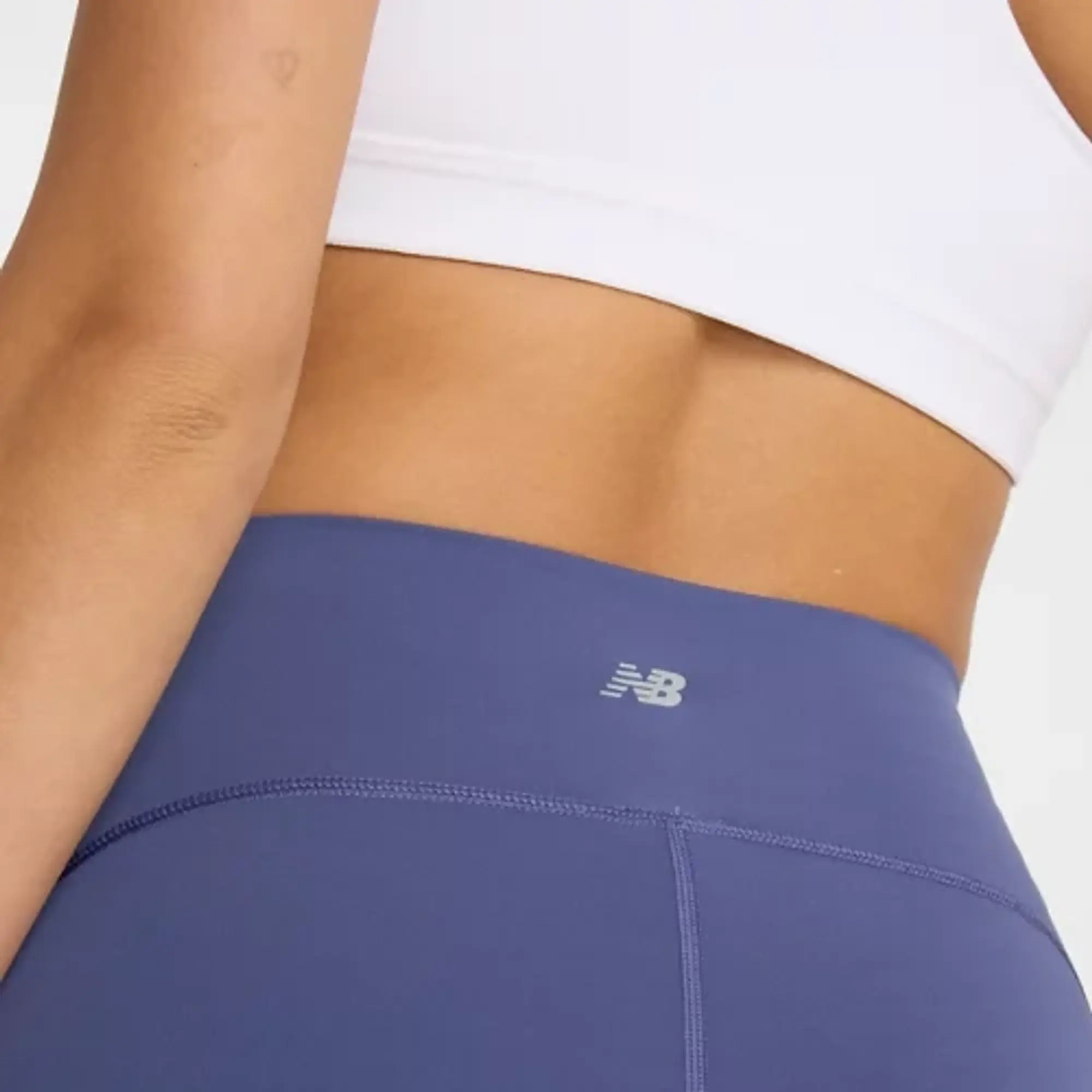 New Balance Women's NB Sleek Pocket High Rise Short 6" in Blue Poly Knit