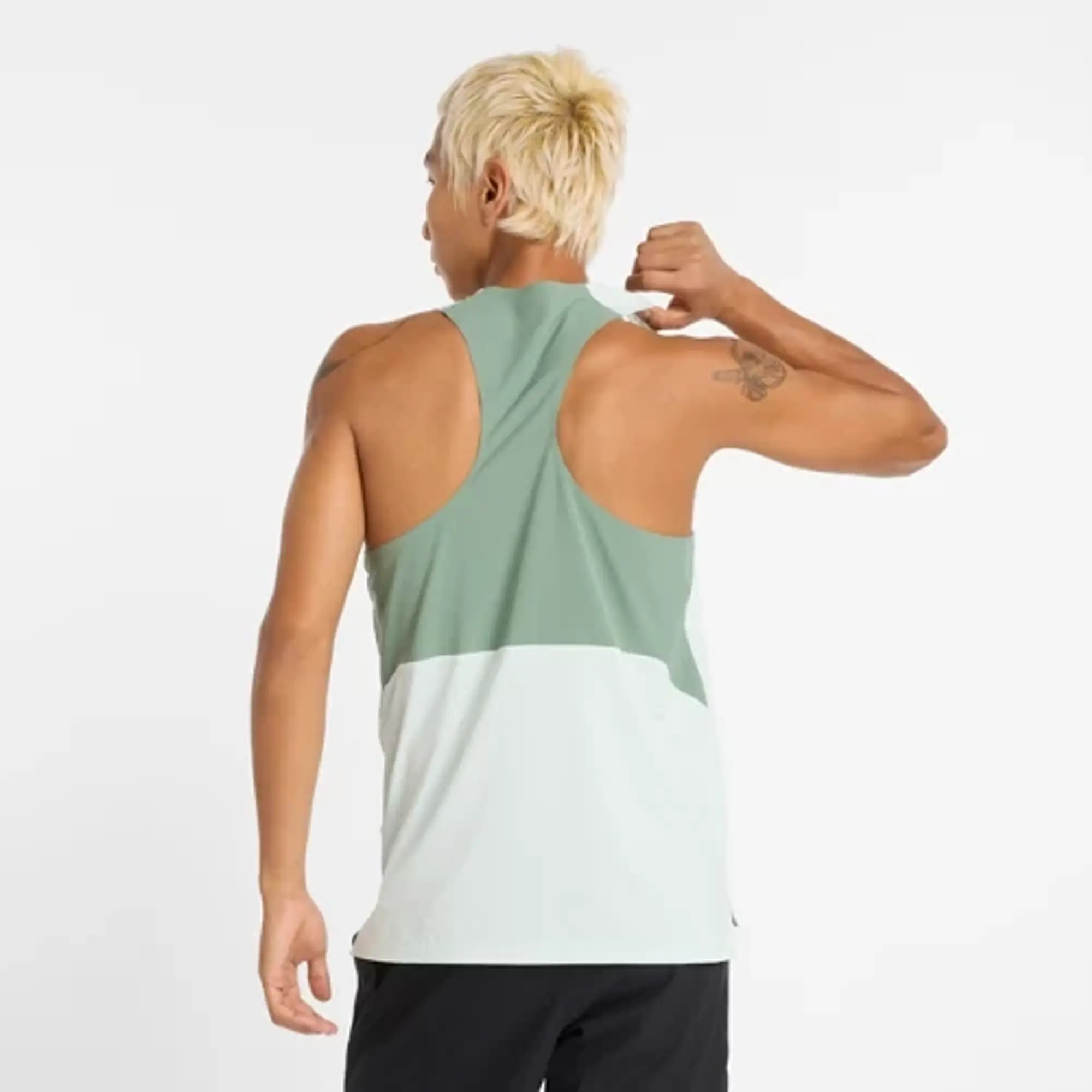 New Balance Men's Race Day Tank in Green Poly Knit