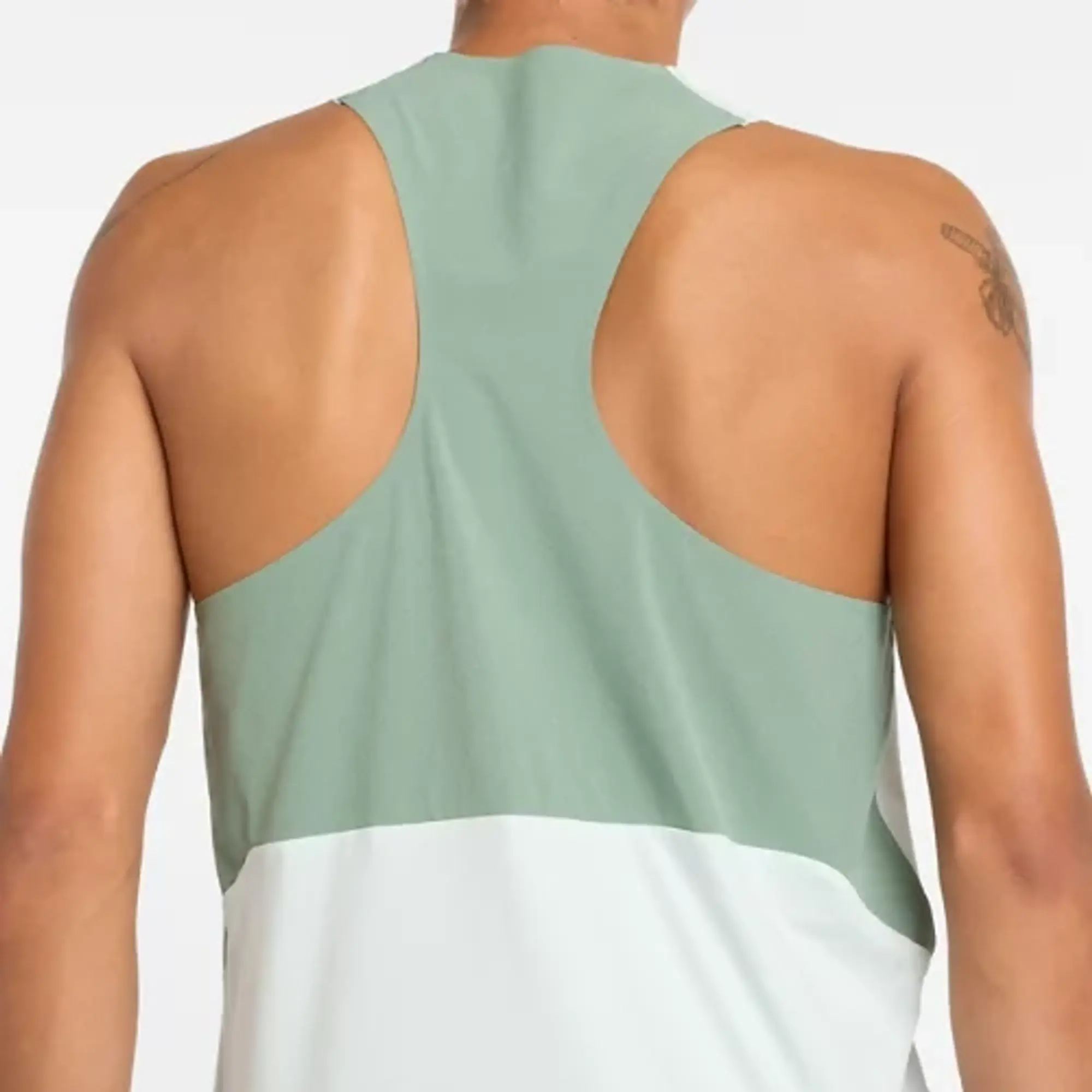 New Balance Men's Race Day Tank in Green Poly Knit