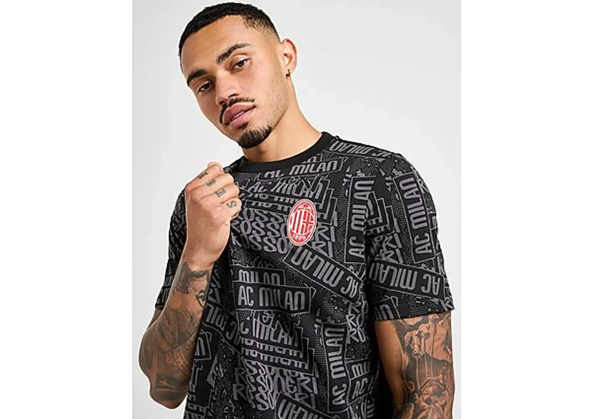 PUMA AC Milan Ftblculture All-Over Print T-Shirt Men, Black/For All Time Red, size 3XL